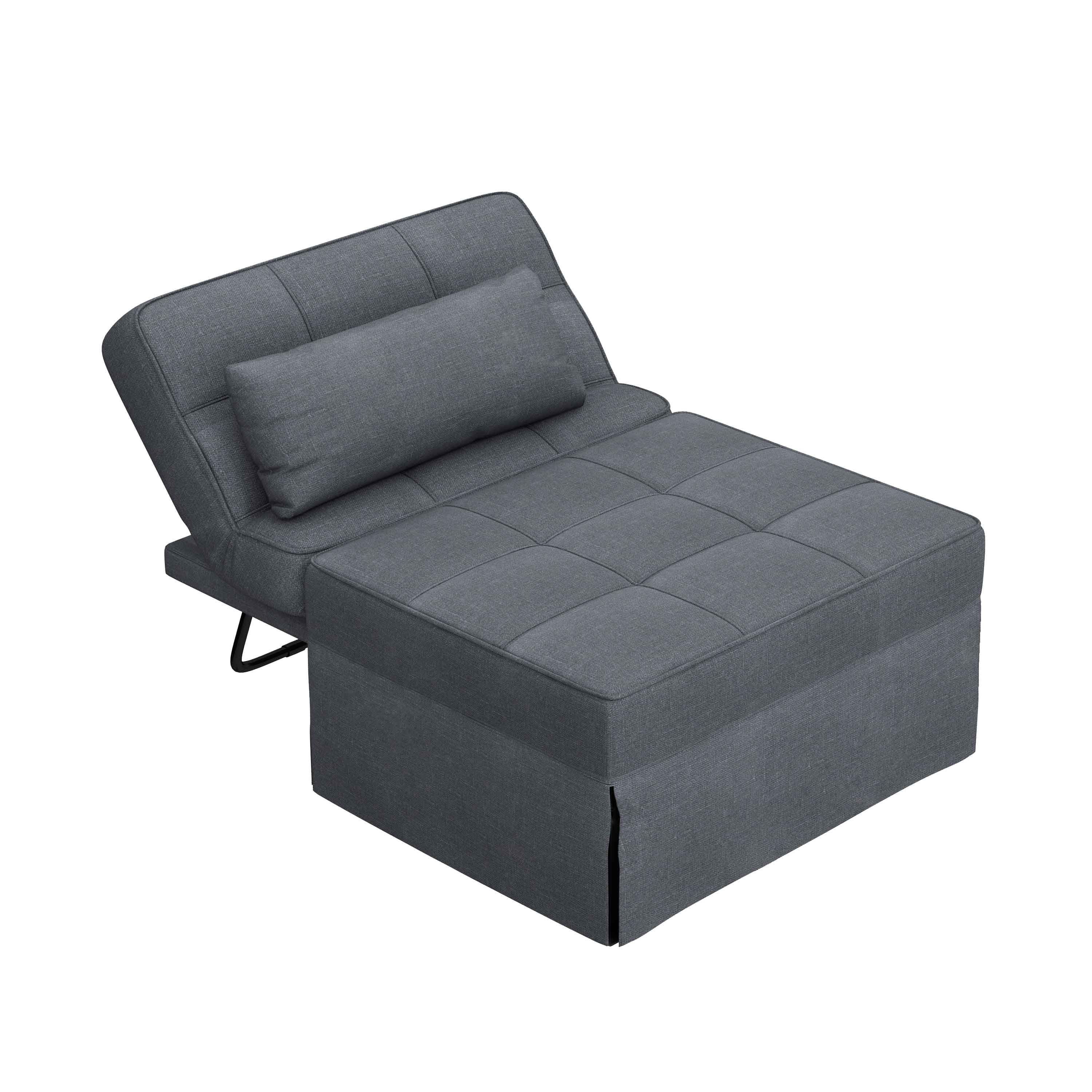 Ucloveria Ottoman Sleeper Chair Bed, Soft Tufted Velvet Folding Sofa Bed, Convertible Couch Recliner
