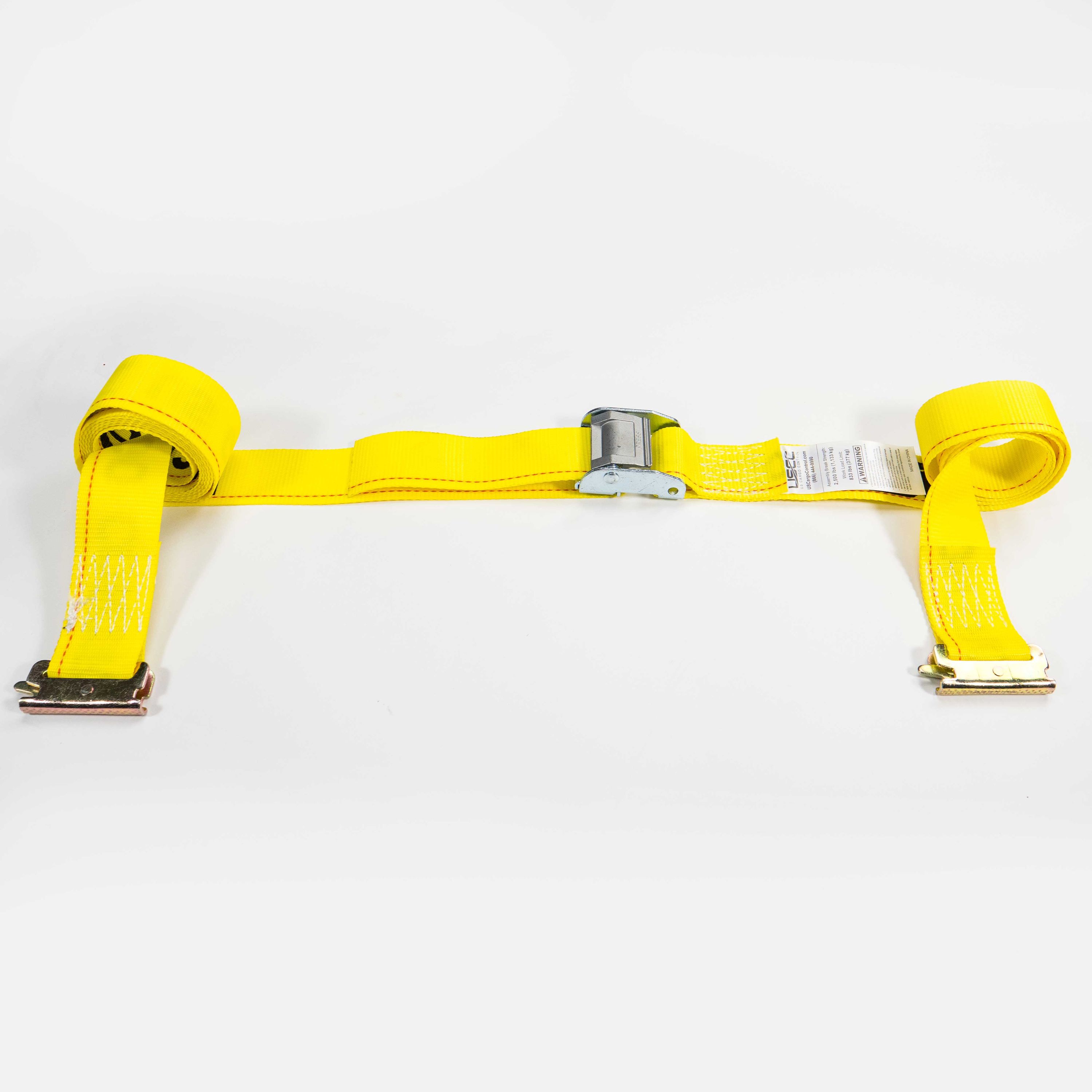 US Cargo Control E Track Cam Buckle Strap - 2 Inch X 12 Foot Yellow E Track Strap - Spring E Fittings - Easily Secure Cargo In An Enclosed Van Trailer - 833 Pound Working Load Limit - 2 Pack