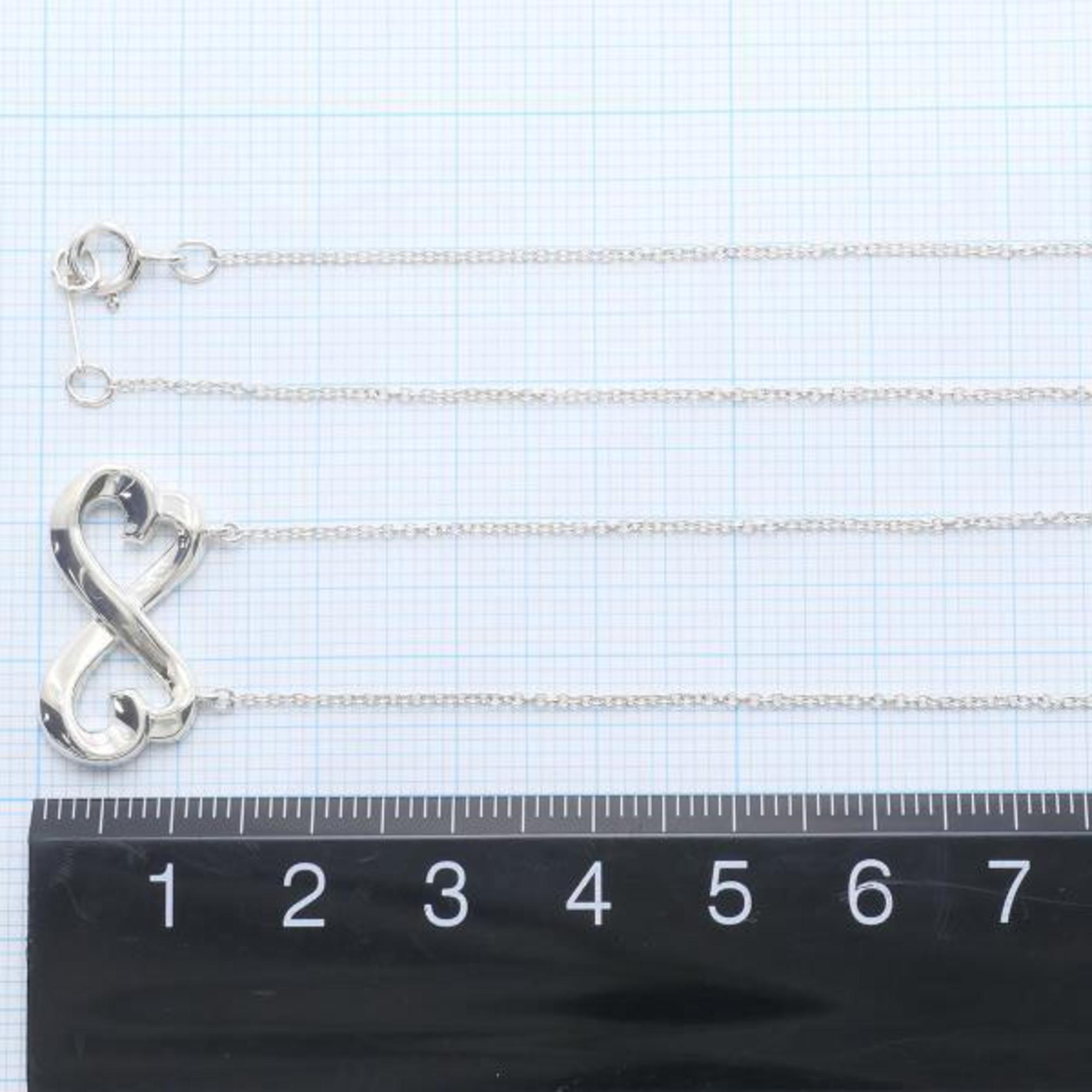 Authenticated Used Tiffany double loving heart silver necklace total weight about 4.4g 41cm jewelry
