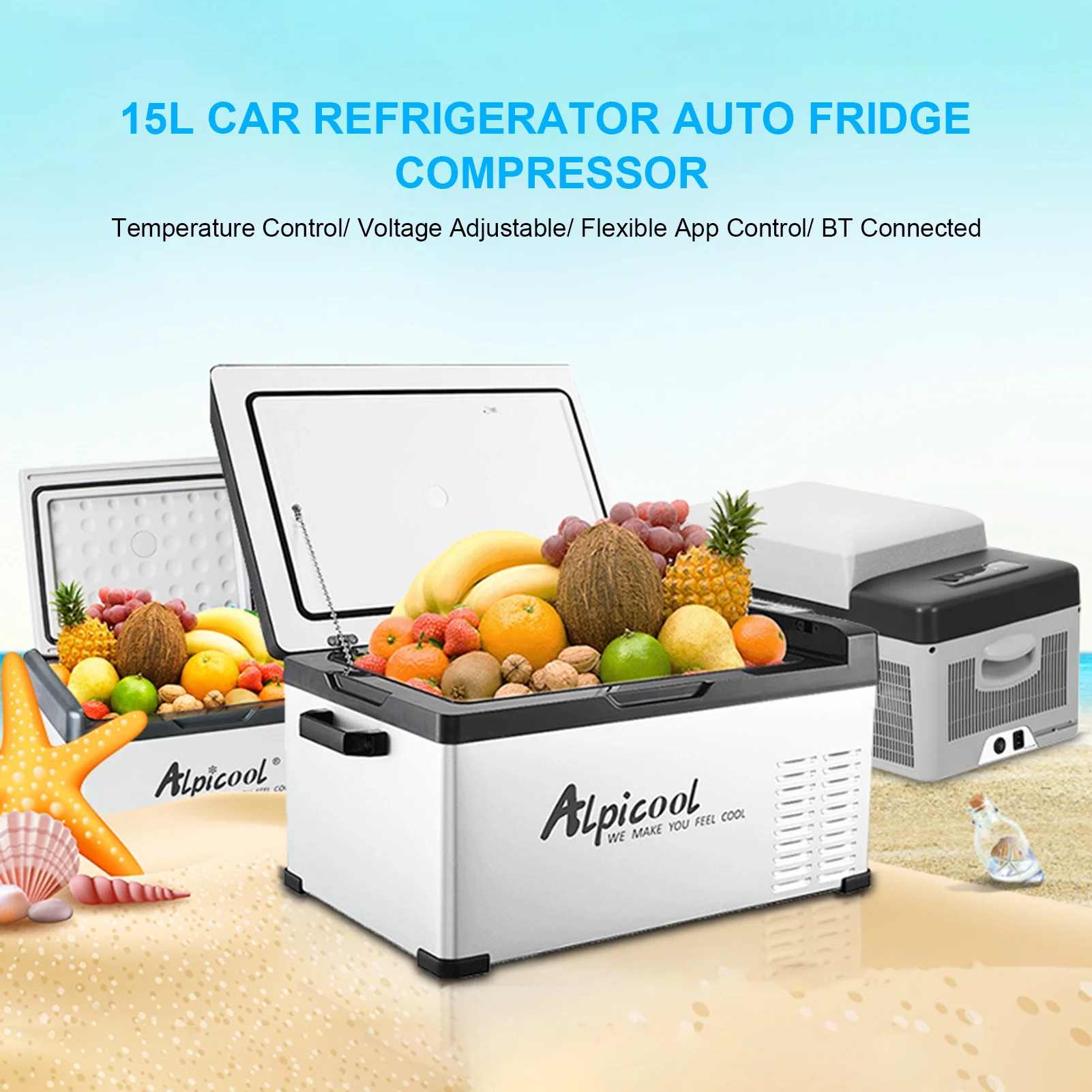 Carevas Car Freezer Fridge 15L, Compressor BT Connected App Control, Ideal for Activities, Picnic and Camping
