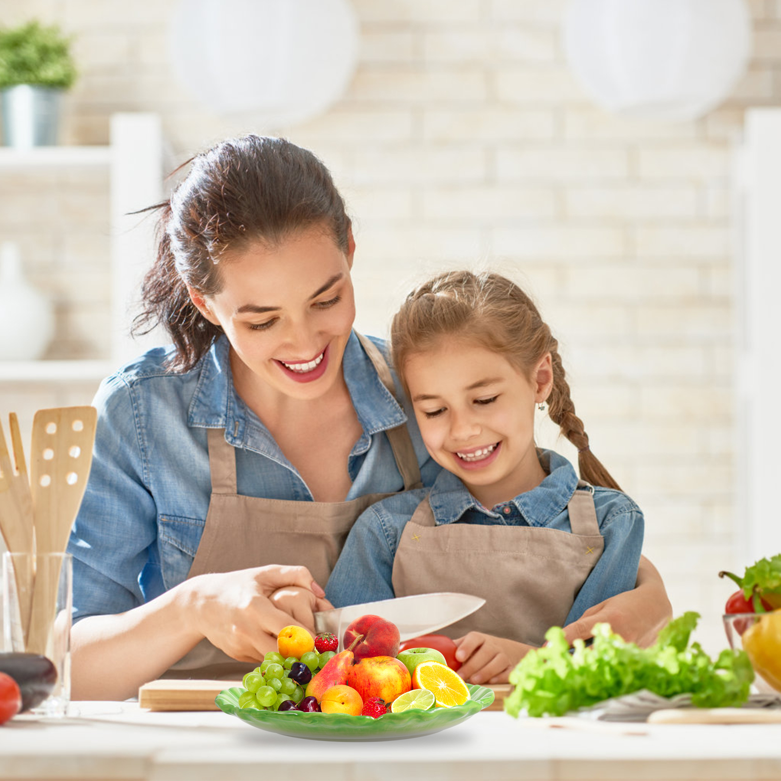 Hemoton Cabbage Plate Fruit Serving Ceramic Green Plates Bowl Dish Dinner Platter Dessert Vegetable Design