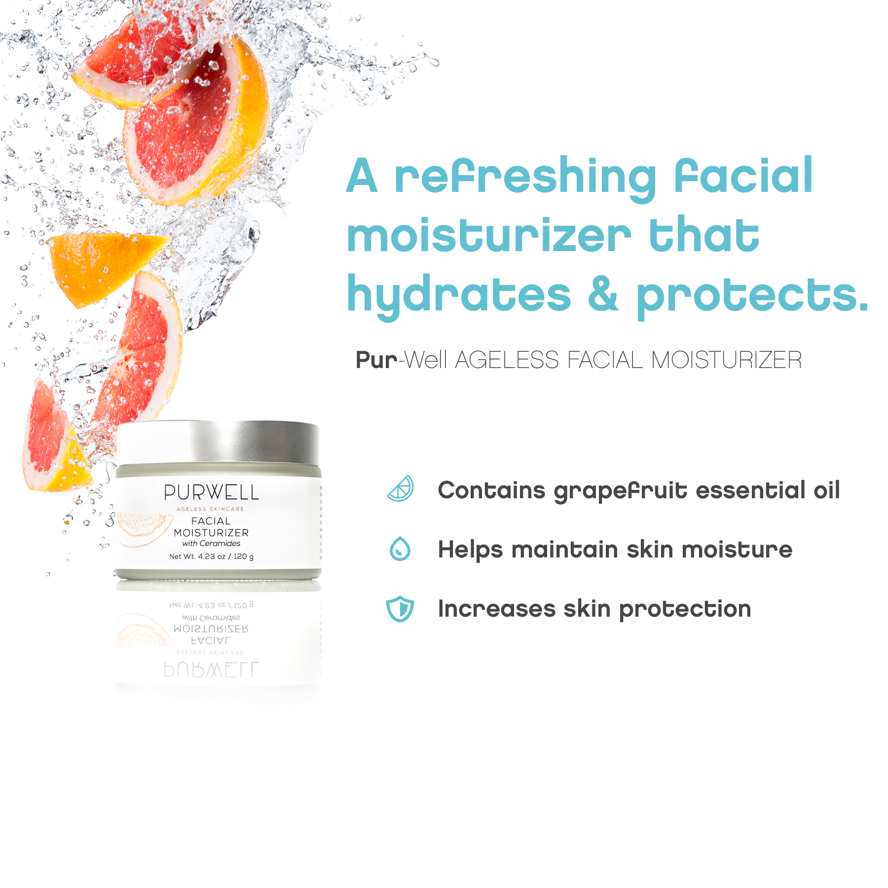 Pur-Well Living Ageless Skincare Facial Moisturizer with Ceramides