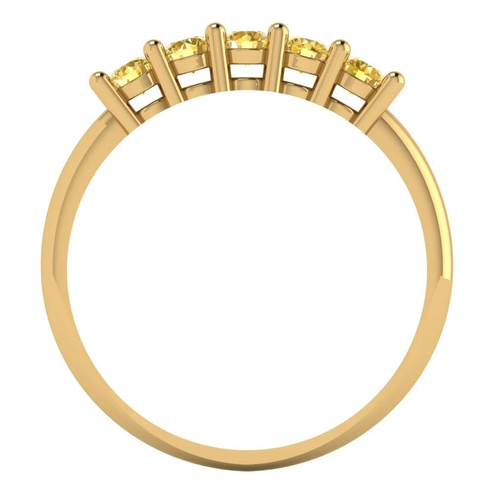 0.4 ct Brilliant Round Cut Natural Citrine 18K Yellow Gold Stackable Band SZ 3.5