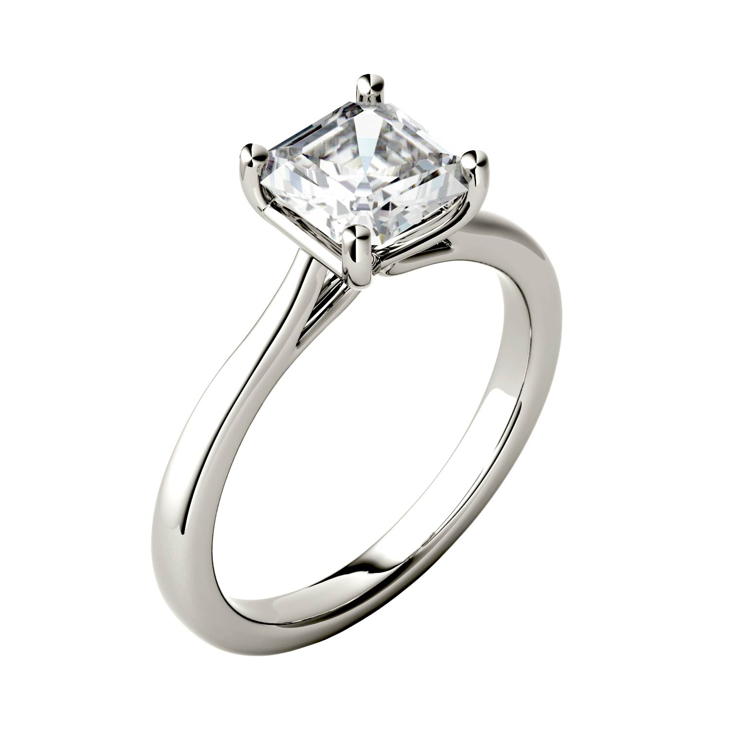 Charles & Colvard 14K White Gold Moissanite 6.5mm Asscher Solitaire Engagement Ring-Size 5, 1.30cttw DEW