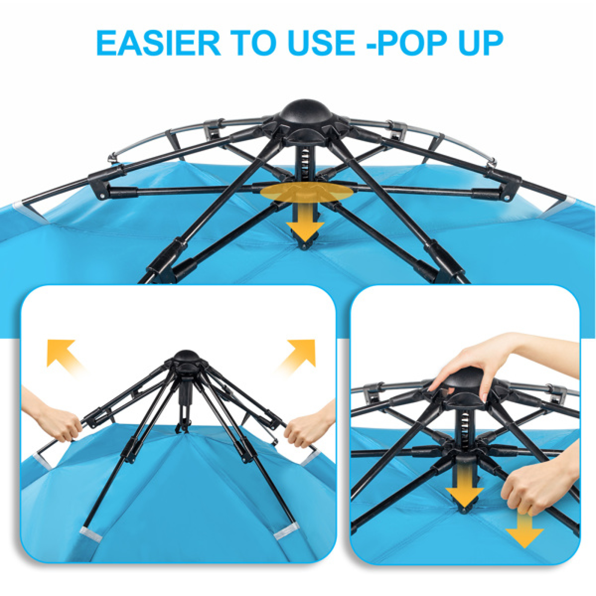 Fiberglass Pole Oxford Cloth Quick-Open Free Ride Beach Tent Blue