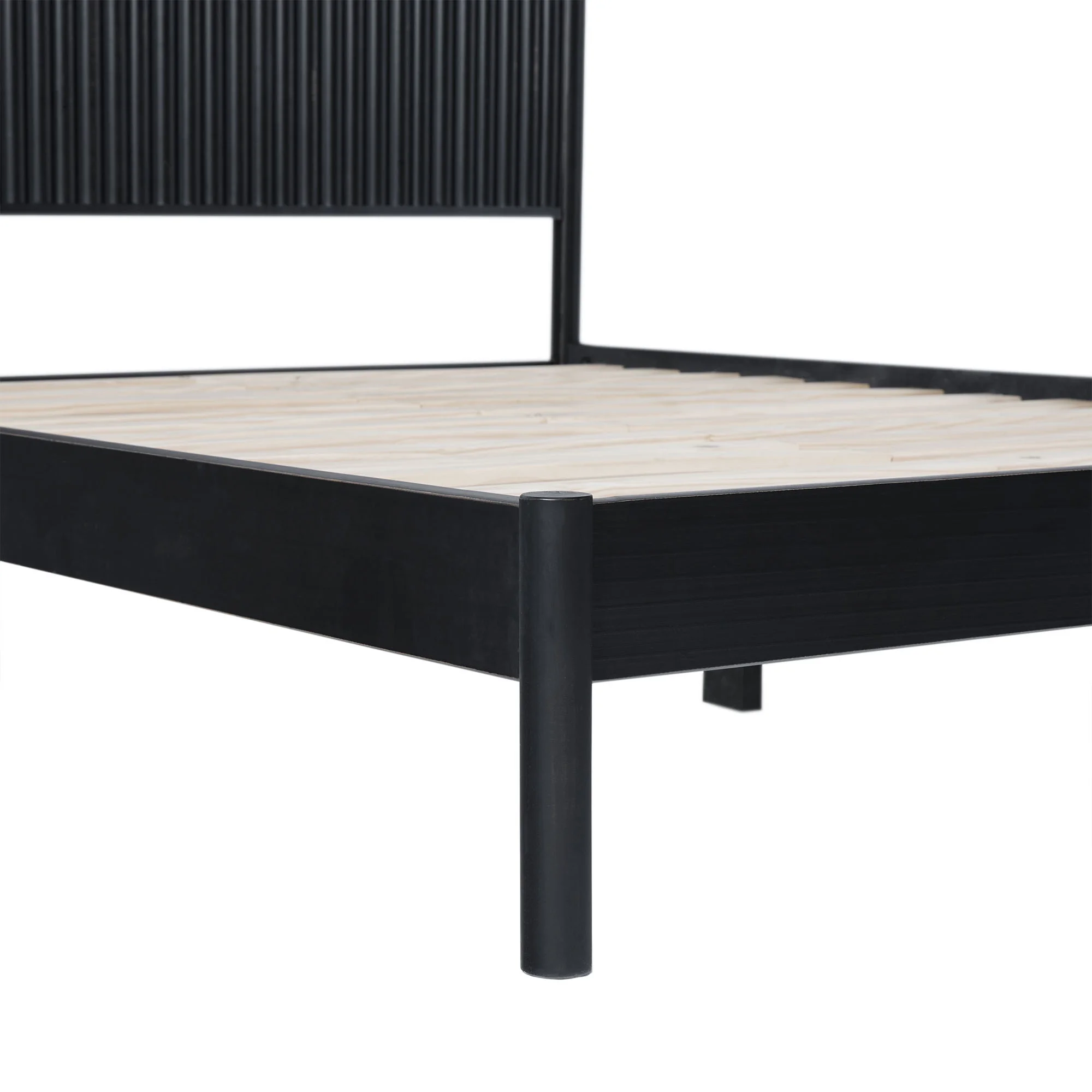Walker Edison Transitional Solid Wood Queen Bed, Black