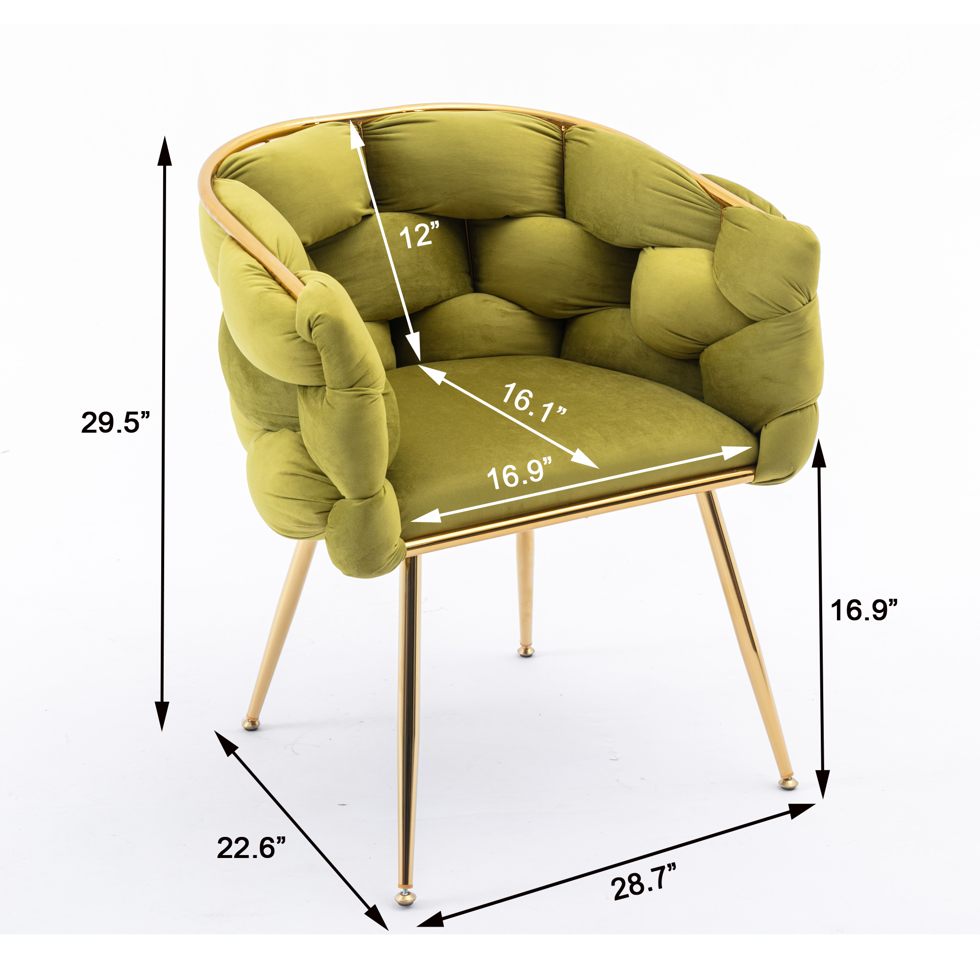 Luxury modern simple leisure velvet single sofa chair bedroom lazy person household dresser stool manicure table back chair olive green set of 2