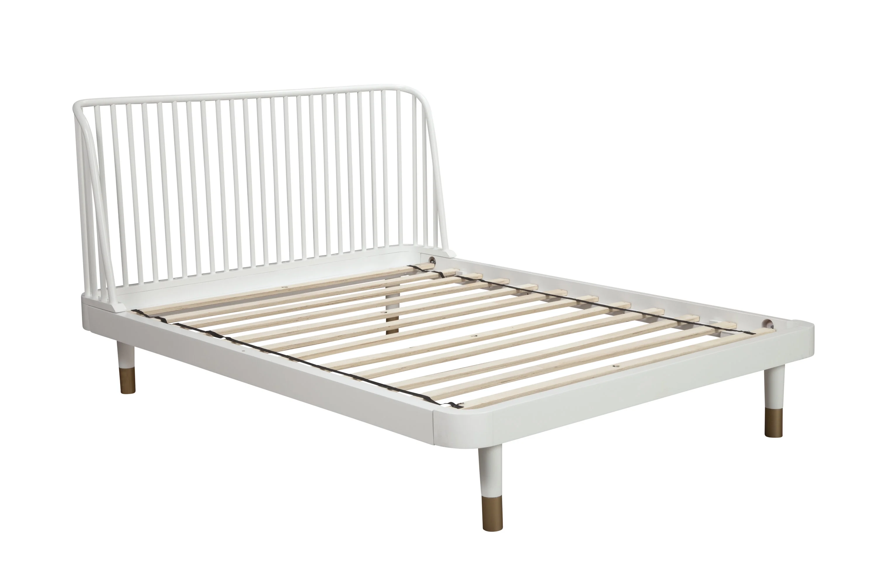 Alpine Furniture Madelyn Queen Slat Back Wood Platform Bed in White