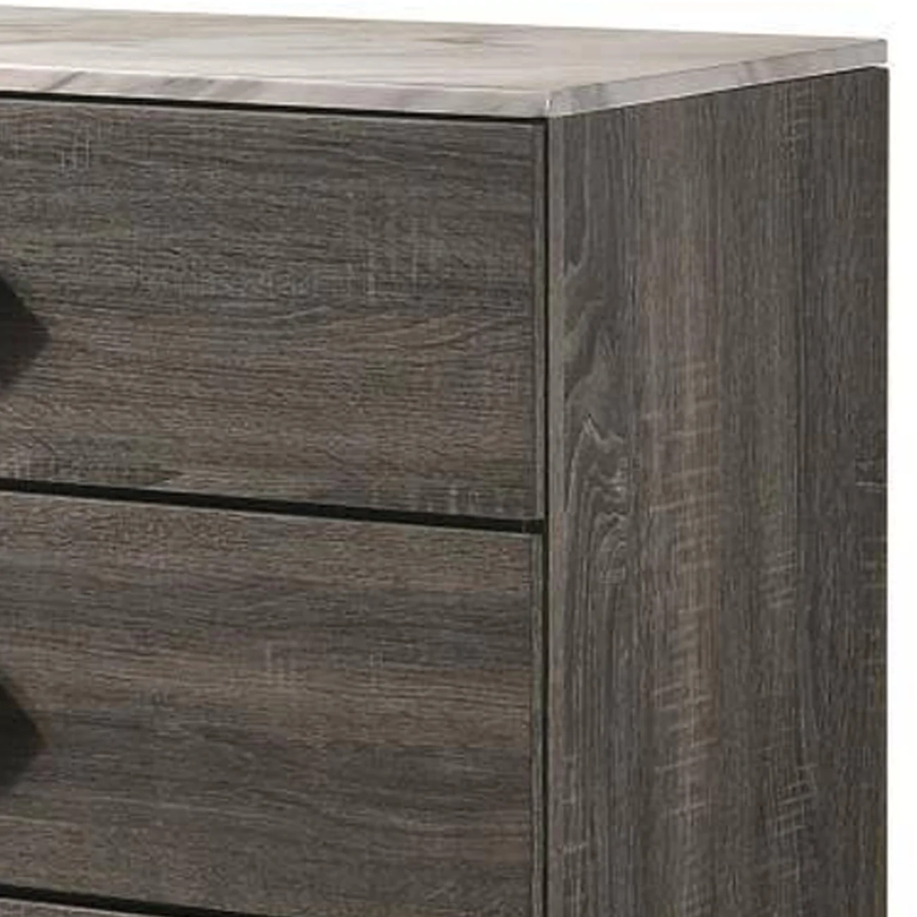 6 Drawer Wooden Dresser with Grains and Angled Legs, Gray