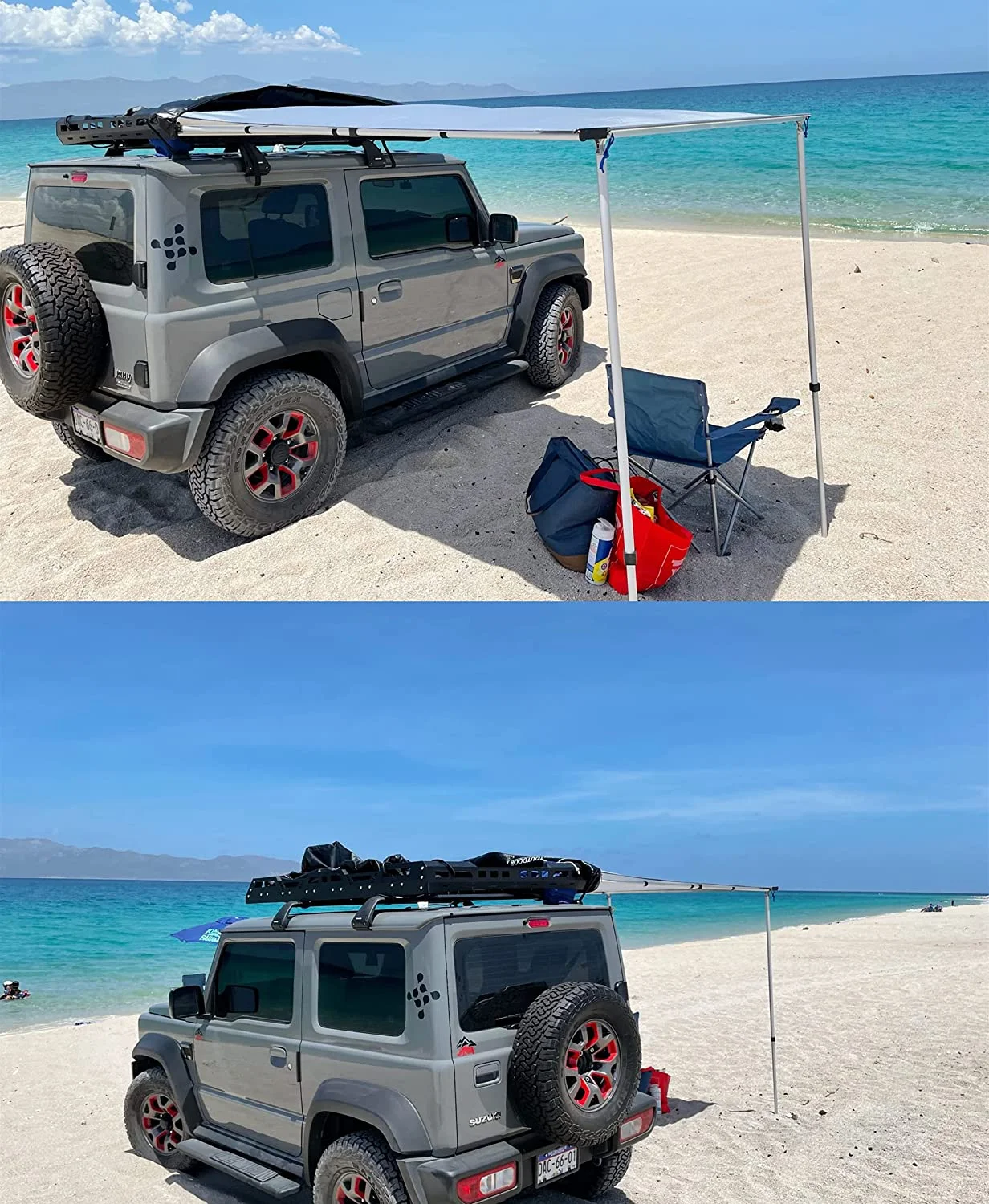 DANCHEL Outdoor 6.5ftx6.5ft Gray Car Awning,Waterproof Rooftop Tent Awnings for Car SUV