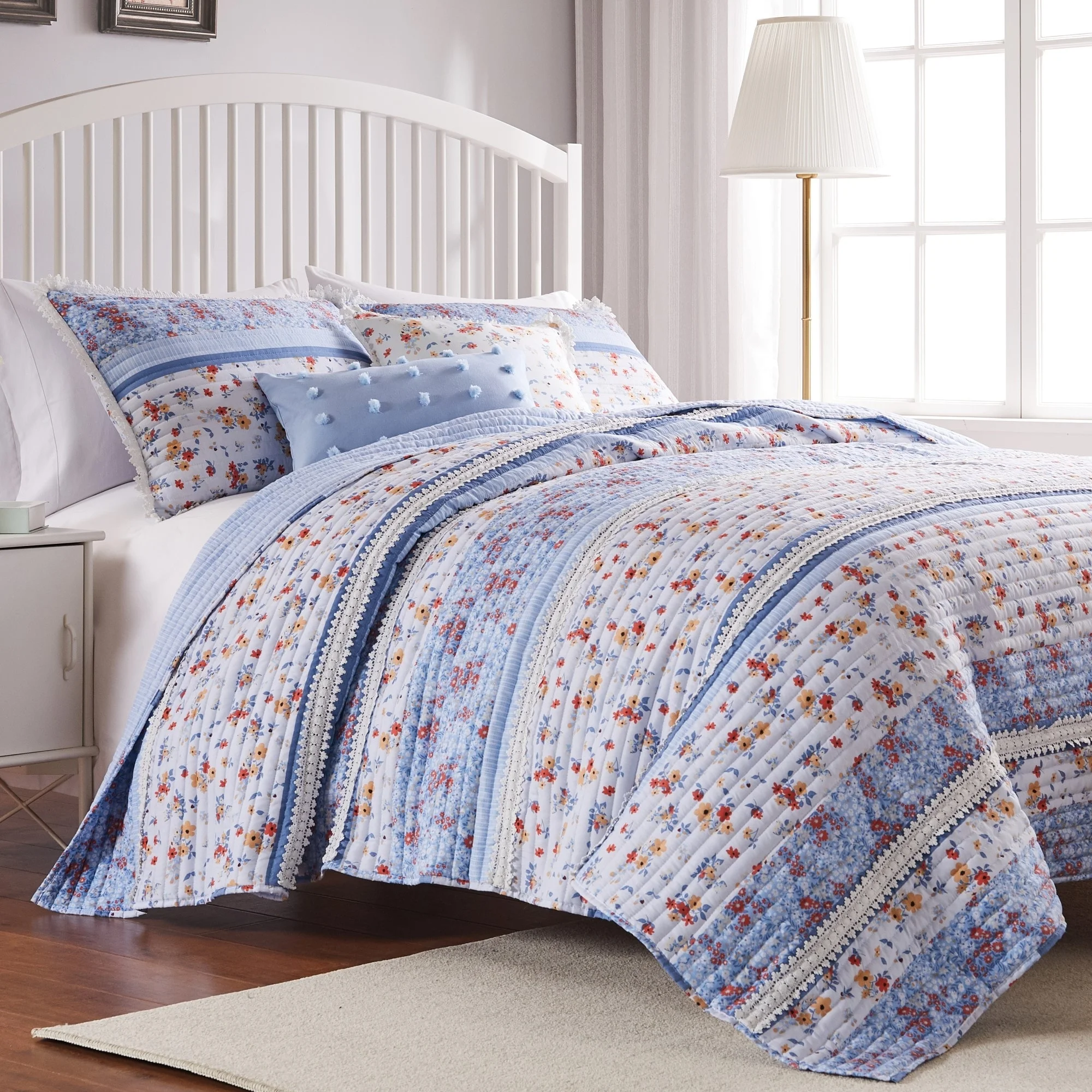 Greenland Home Fashions  Betty Lace-Embellished Shabby Chic Quilt Set Twin - Twin XL 2 Piece
