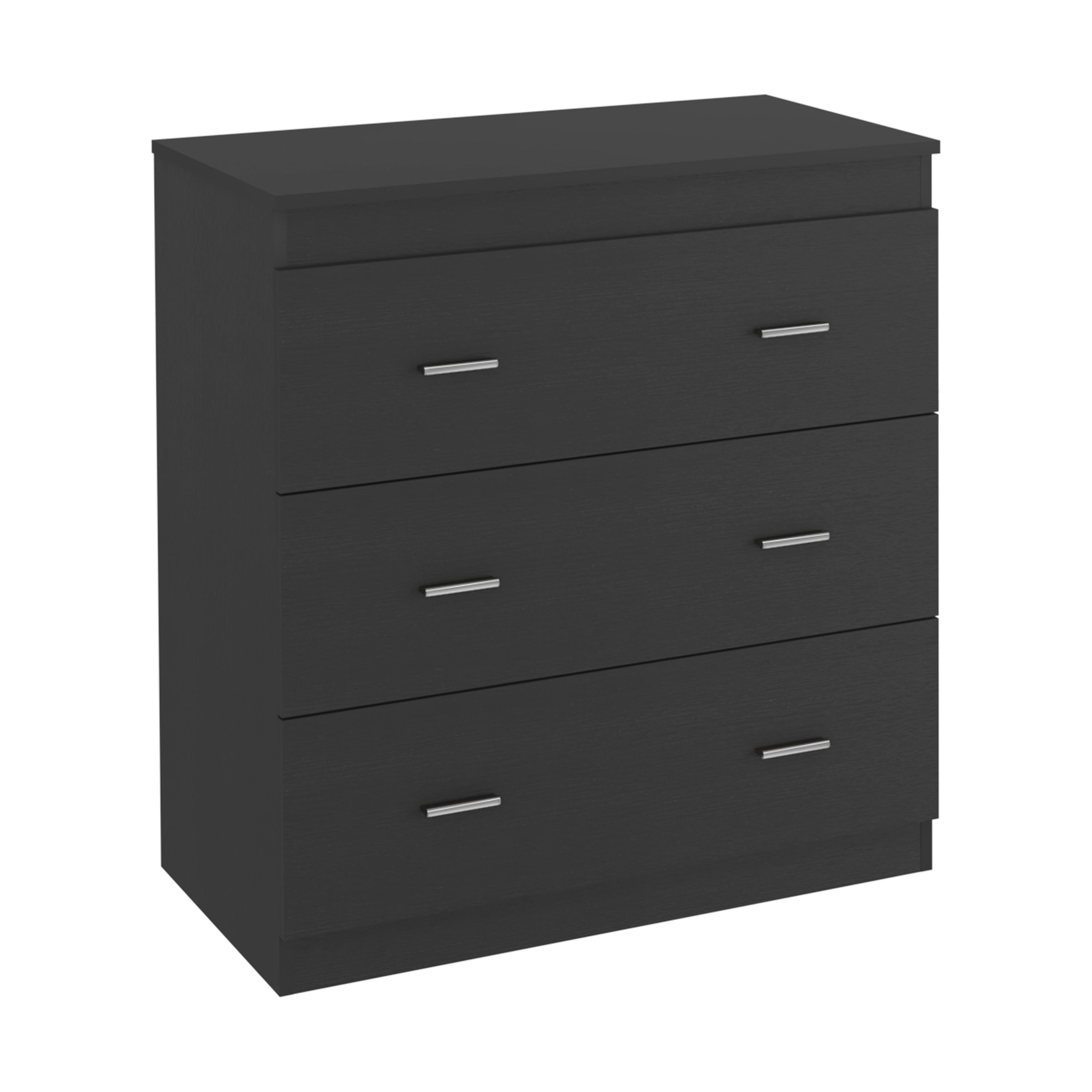 CoSoTower Three Drawer Dresser Litress, Metal Handles, Black Wengue Finish