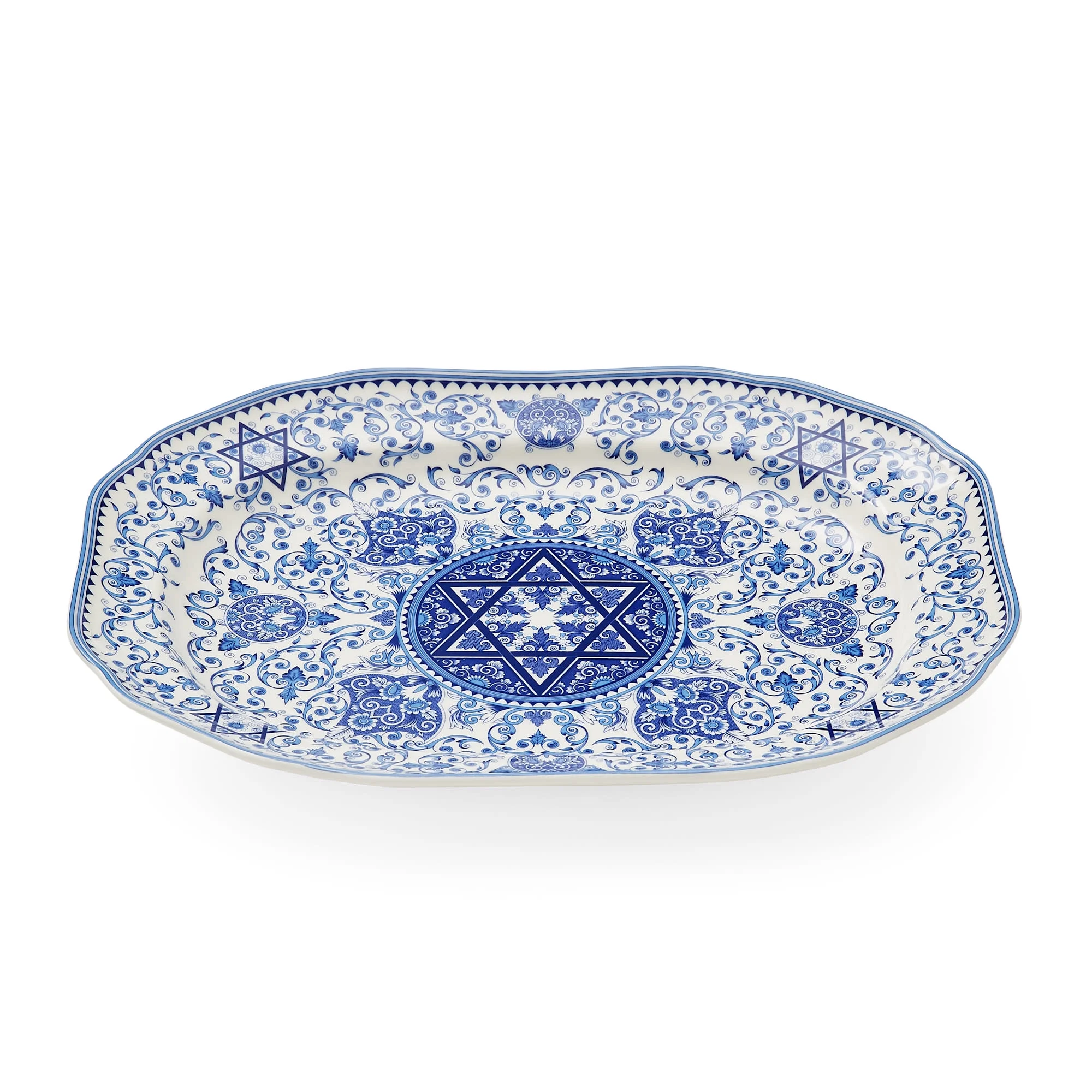 Spode Judaica Oval Platter, Blue/White