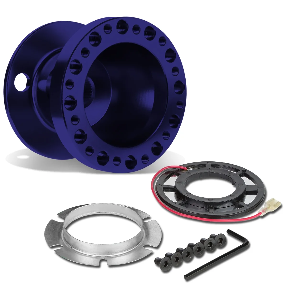 DNA Motoring HUB-ALU-OH106-BL Aluminum Steering Wheel 6 -Hole Hub Adaptor Kit (Blue) - For 1990 to 1995 Honda Accord / Prelude 91 92 93 94