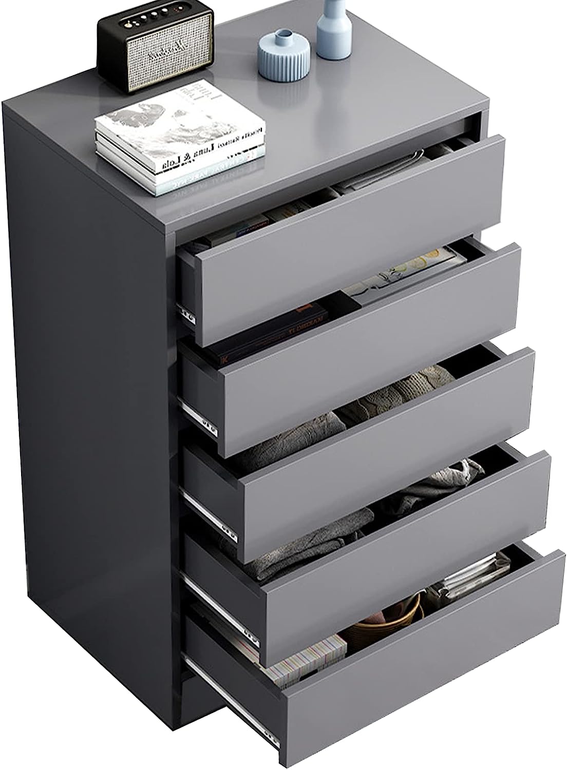 VENZITORY 5 Drawer Dresser Storage Dresser  Modern Dresser for Bedroom  23.6" W*15.7" D*42.9" H  Nursery Dresser Organizer Nightstand  Wide Chest of Drawers for Living Room  B