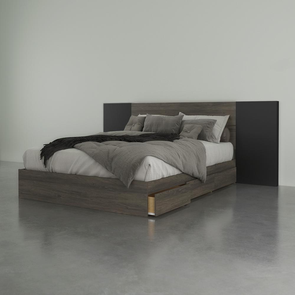 Nexera 3 Piece Queen Size Bedroom Set  Bark Grey and Black