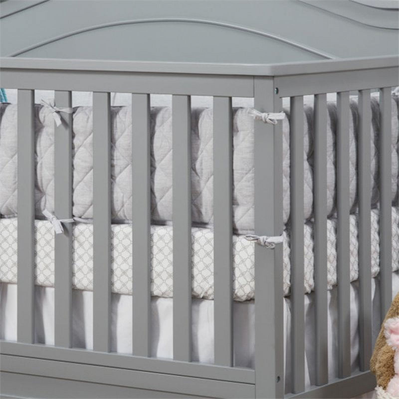 4-in-1 Convertible Crib and Dresser Set with Removable Changing Tray in Gray