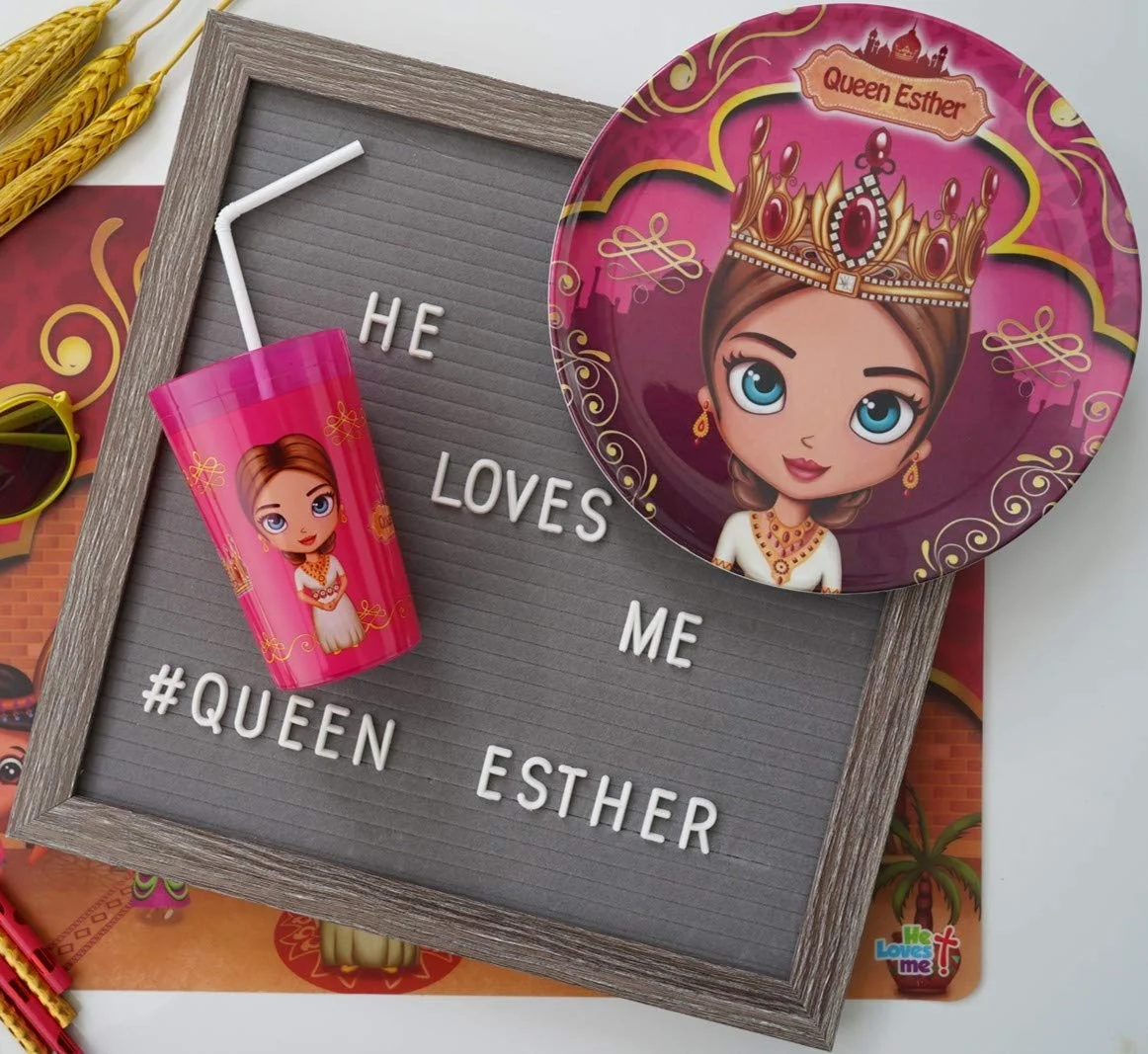 He Loves Me Queen Esther 5 Piece Mealtime & Dinnerware Kids Set BPA Free