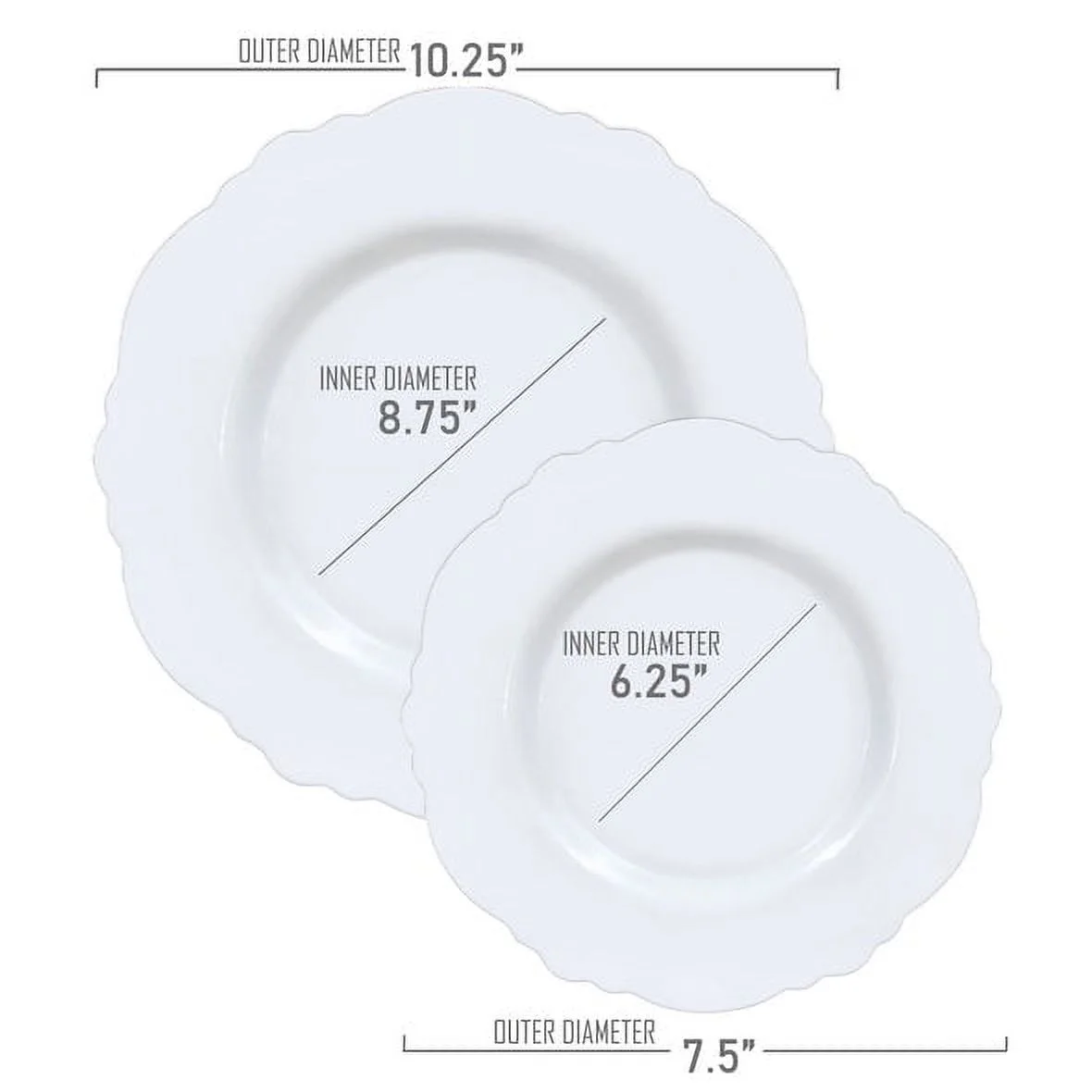 Smarty Solid White Round Blossom Disposable Plastic Dinnerware Value Set 240ct