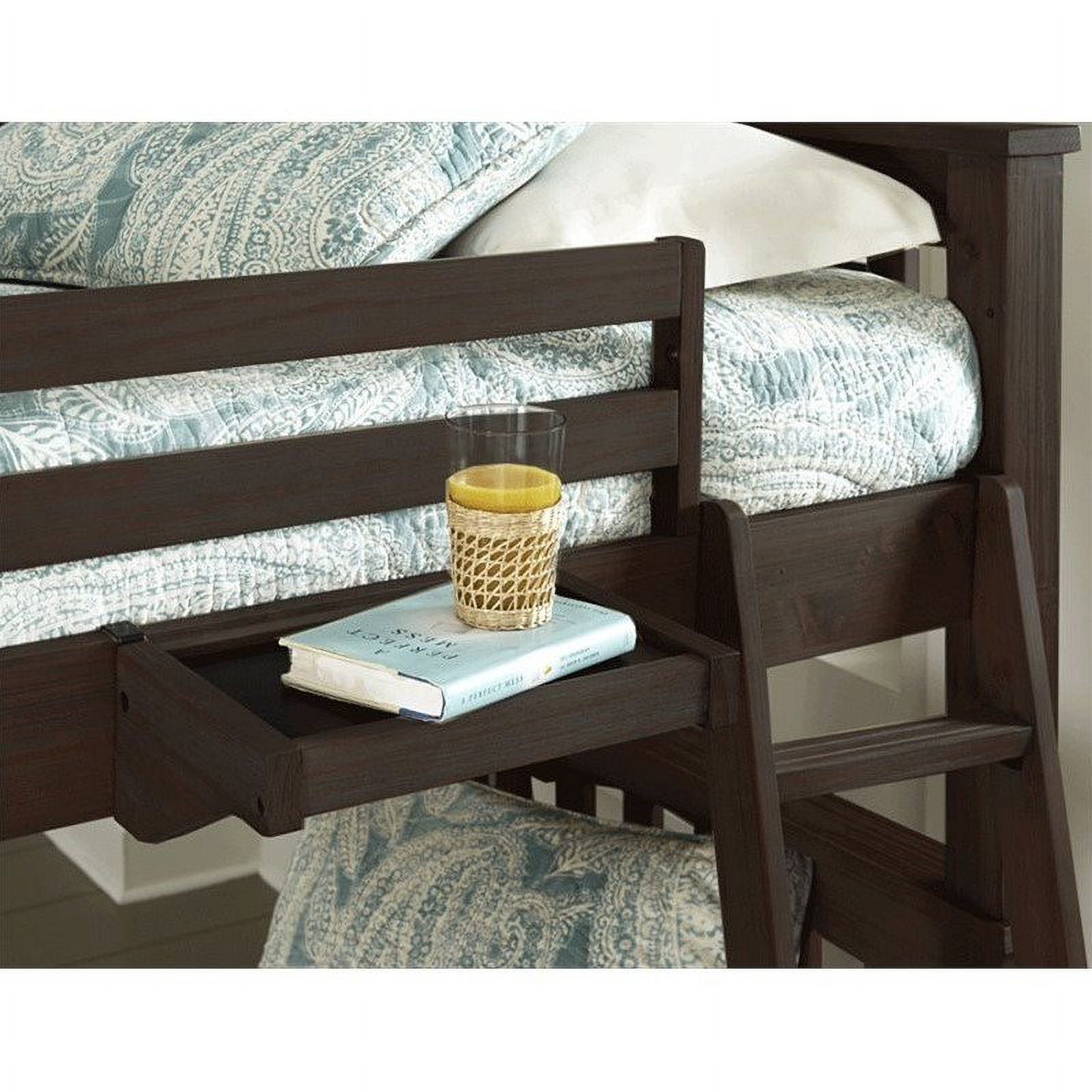 NE Kids Highlands Full Loft Bed with Hanging Shelf in Espresso