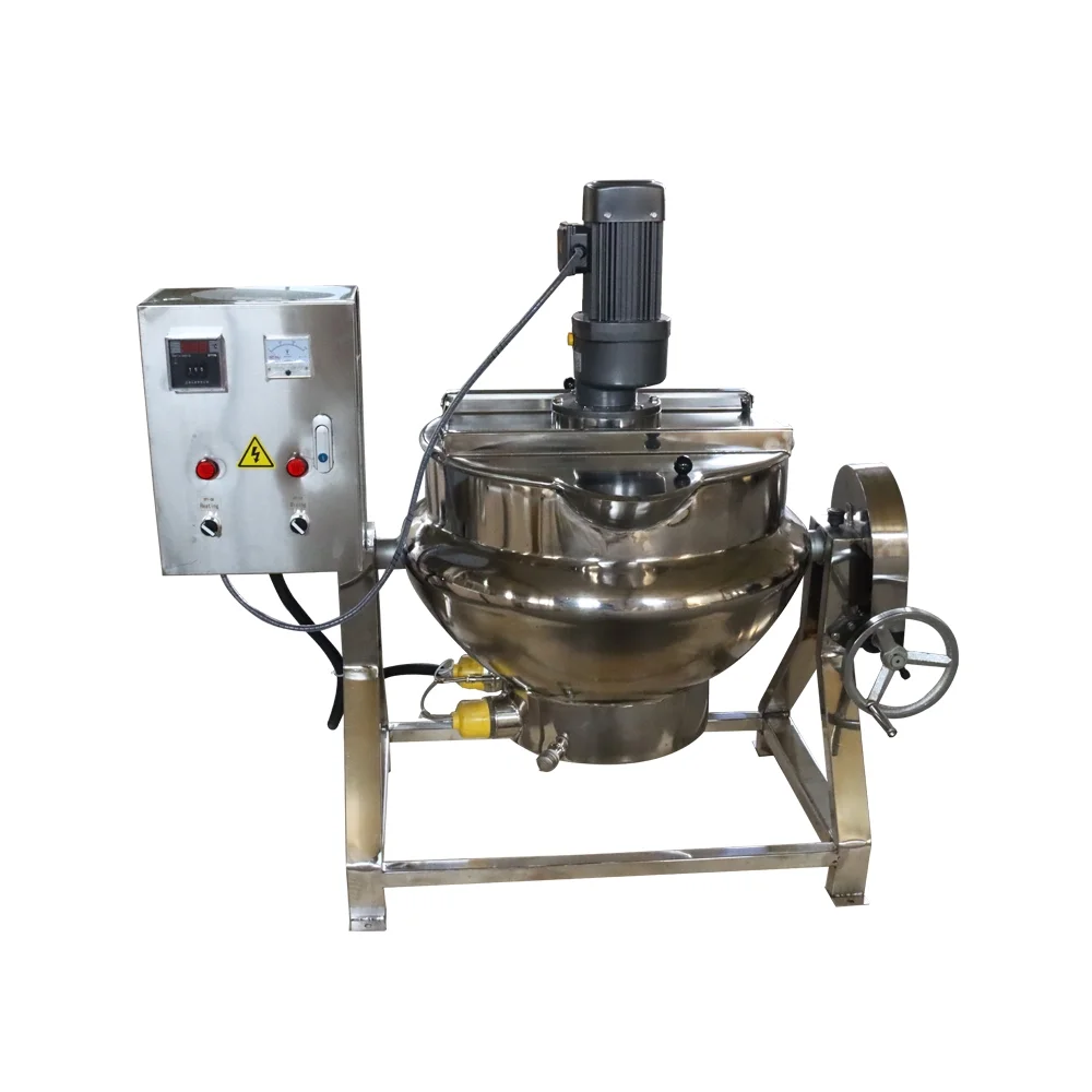 Intsupermai Electric Jacketed Kettle Tiltable Jacketed Pot with Mixer Stainless Steel 13 Gallon 220V