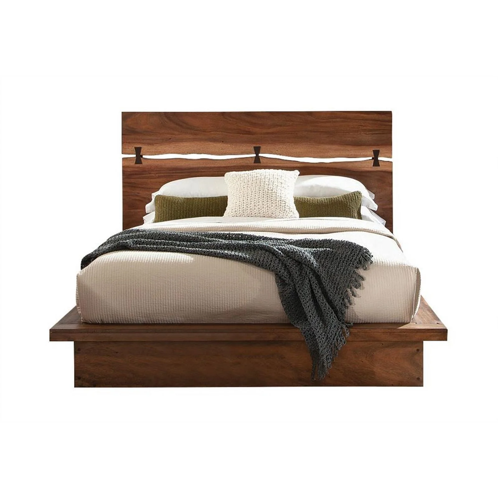 Bowery Hill Farmhouse Wood California King Bed Smokey Walnut and Brown
