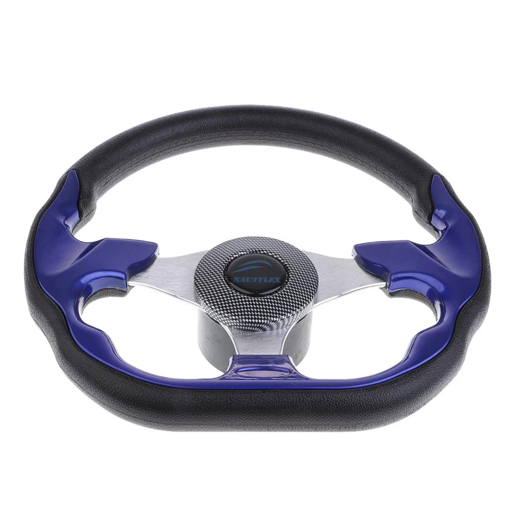 32cm/12.5 Inch Aluminum Pontoon Boat Flat Bottom Steering Wheel 3 Spoke 3/4-inch Shaft With Soft PU foam material grip And