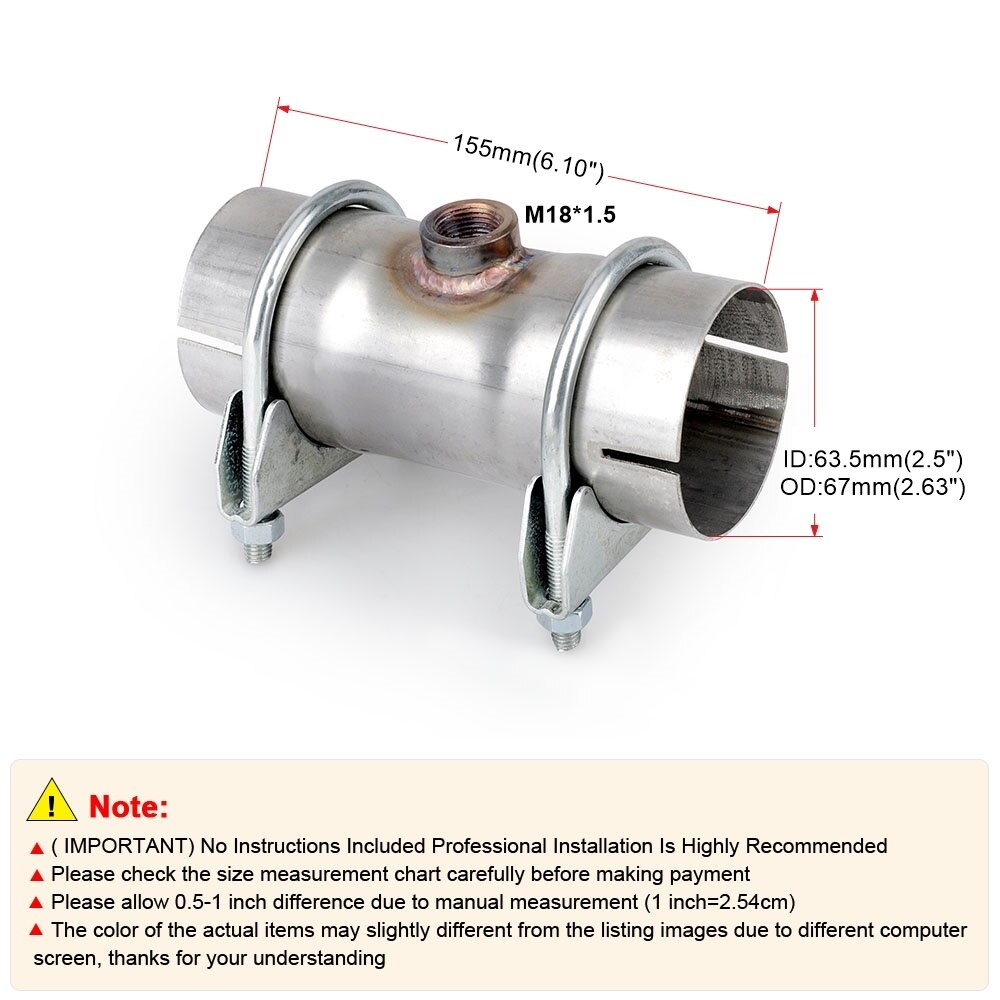 63mm 2.5" Exhaust Pipe Connector tube Adapter Joiner Sleeve Clamp Connector Exhaust Tube Pipe Connector Joiner