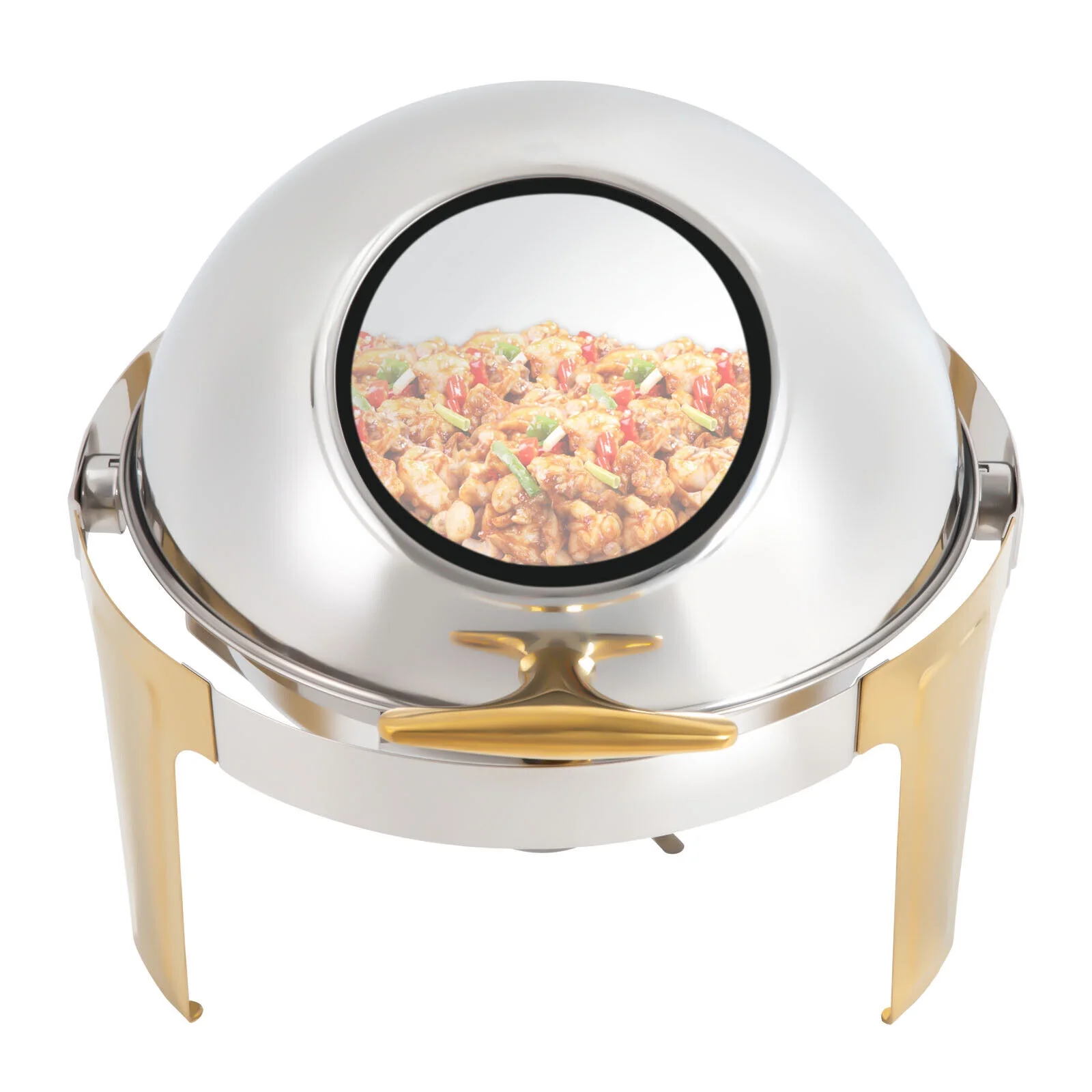 6.3 Quart Roll Top Chafing Dish Set Round Stainless Steel Buffet Warmer Chafer