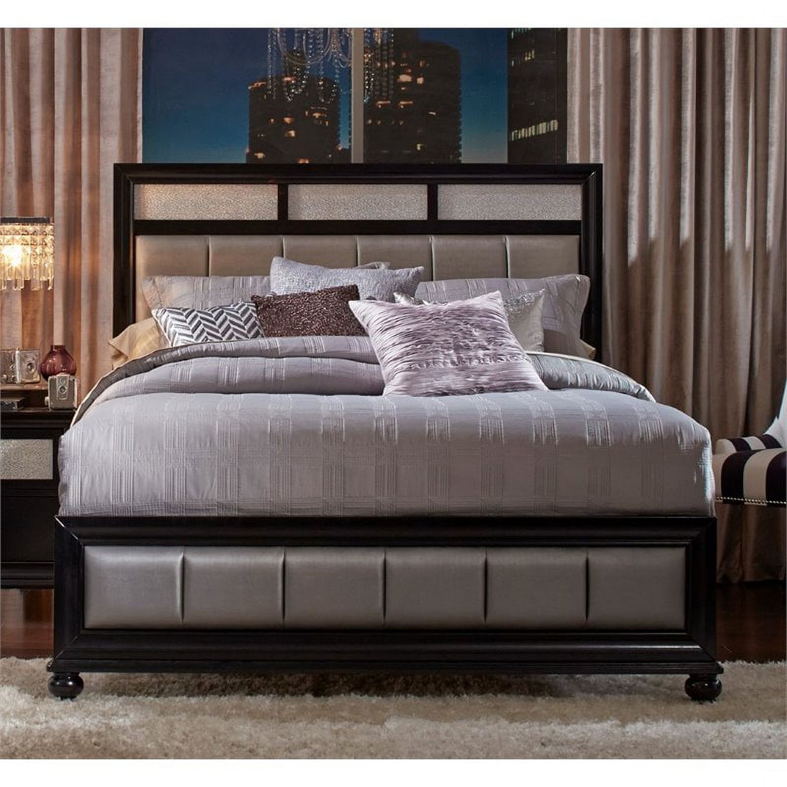 Stonecroft Furniture Bay Street Contemporary Wood Queen Panel Bed in Black