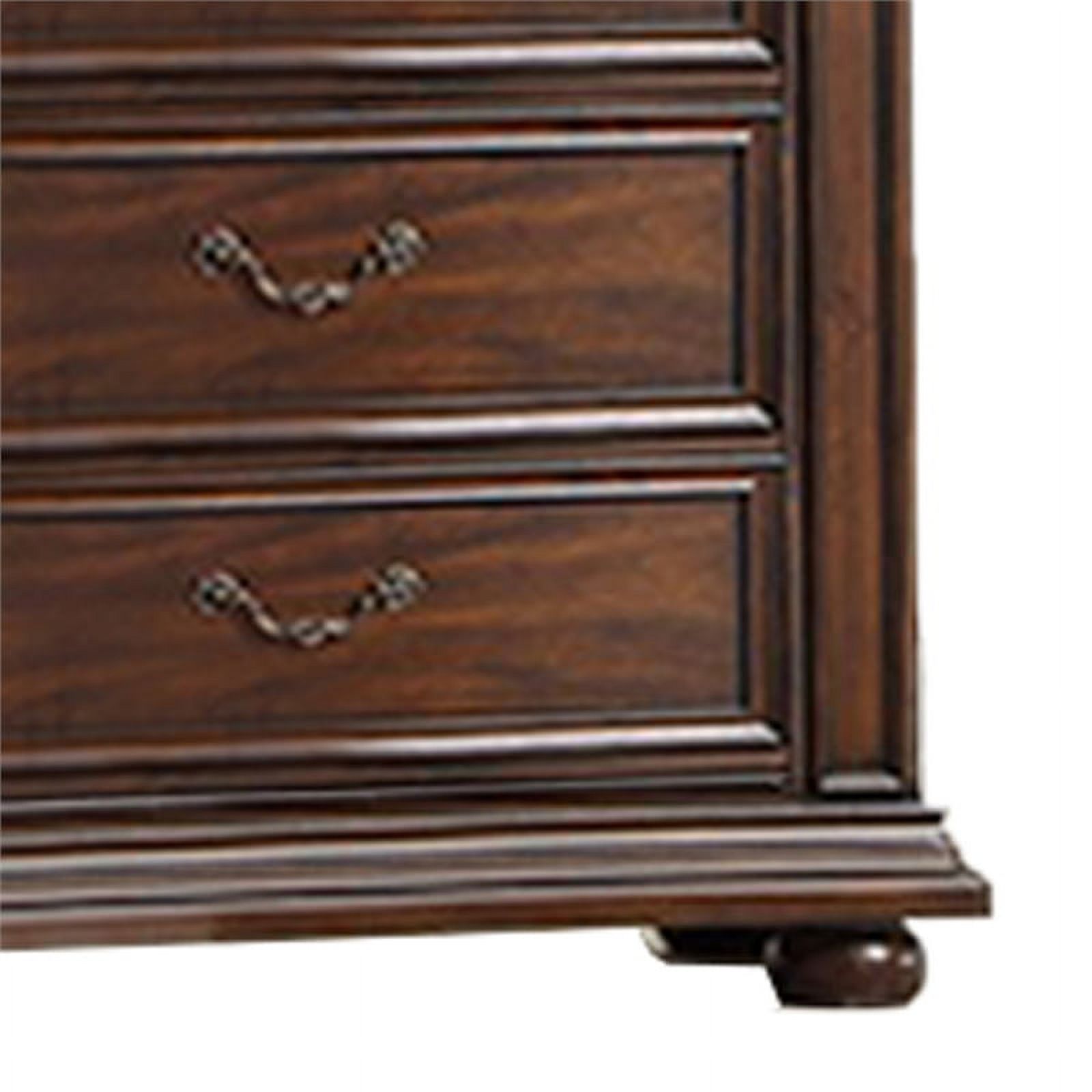 6 Drawer Wooden Chest with Molded and Carved Details, Brown