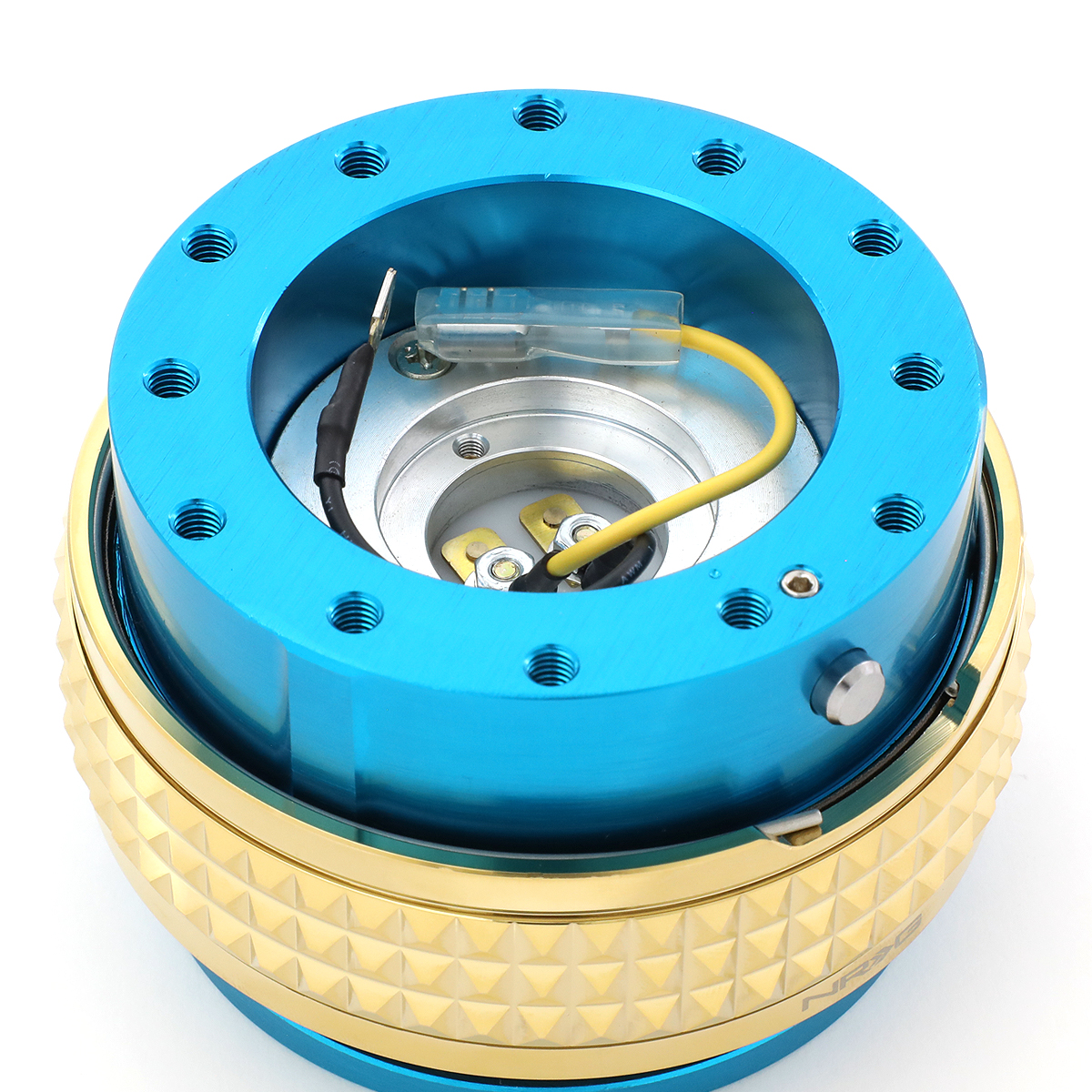 NRG Innovations NRG-SRK-210NB-CG NRG Innovations SRK-210NB-CG Steering Wheel Quick Release Adapter Gen 2.1 New Blue Body/Gold Pyramid Ring