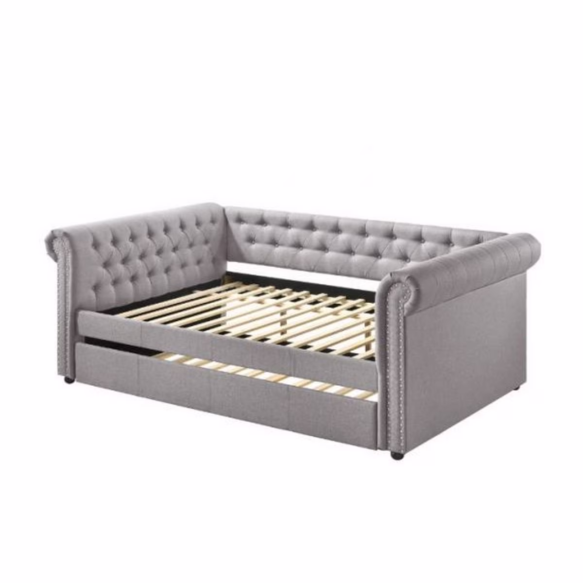 Full Daybed with Chesterfield Style and Button Tufting, Gray