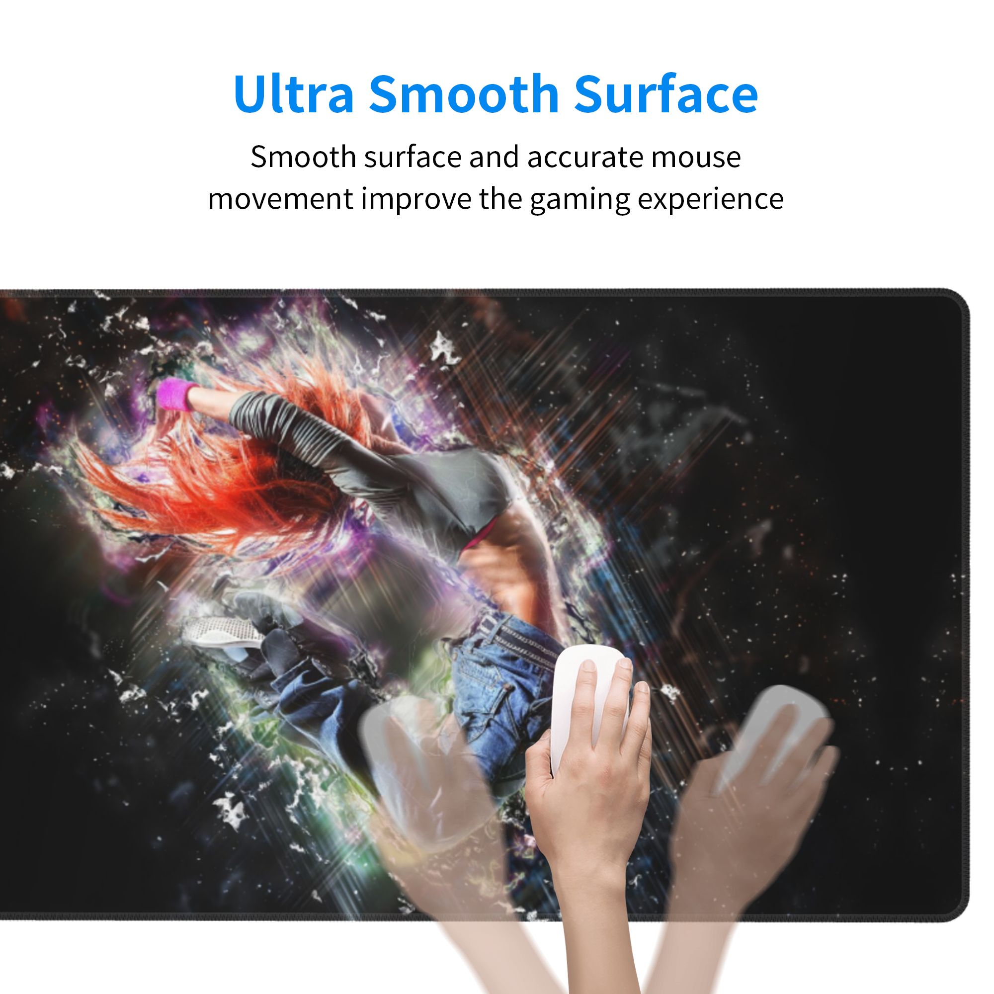 Large Mouse Pad, Dancing Girl Jump Female Non-Slip Waterproof Rubber Keyboard Office Desk Pads Mousepad, 29.5 x 15.8 inches 3mm Thick
