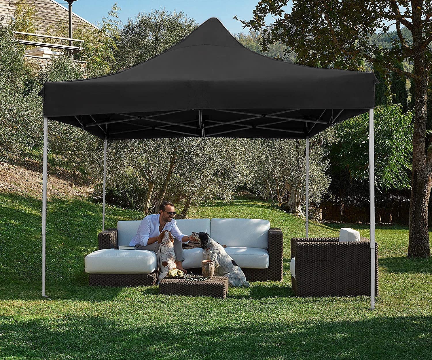 VICTAL 10' x 10' Pop-up Canopy with Straight Legs Wedding Party Tent Folding Gazebo Beach Canopy with Carry Bag, Black