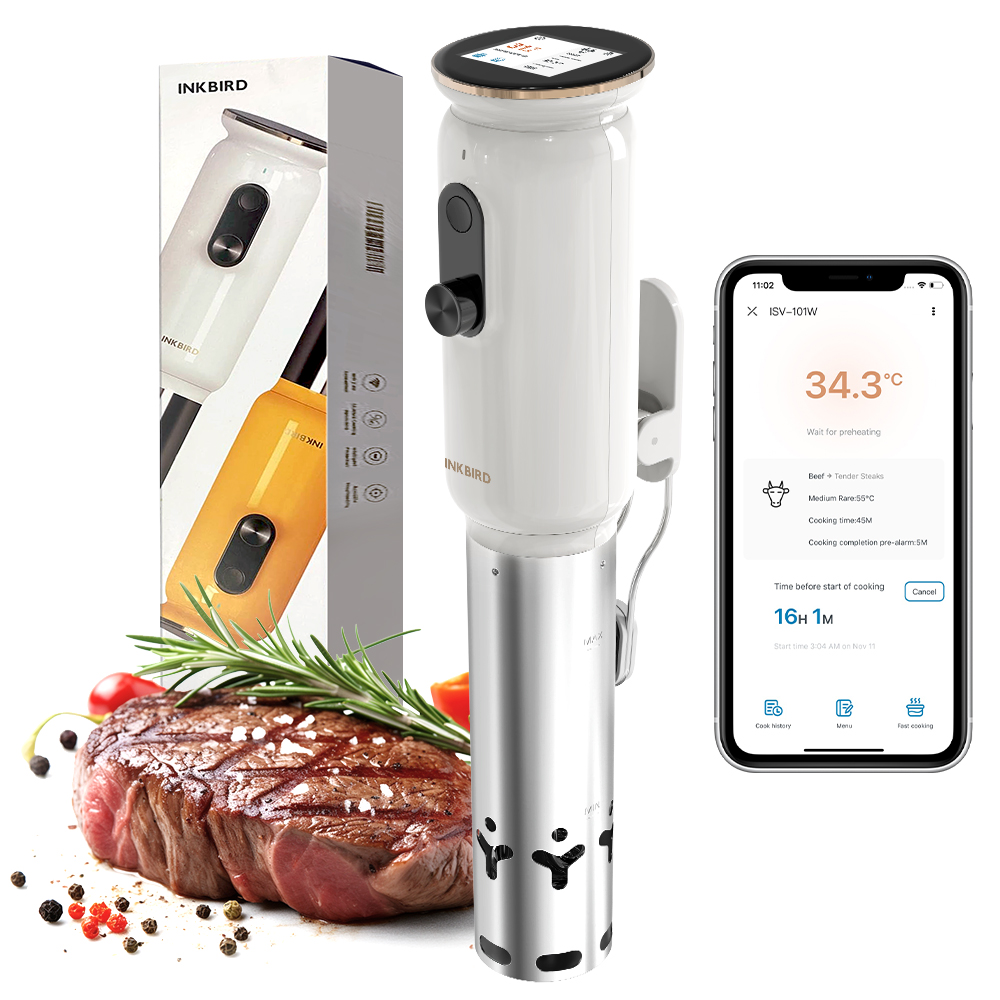 WiFi Sous Vide Machine ISV-101W Slow Cookers Immersion Precision ,1000 Watts 3D Water Circulation Heating,Smart Cooking alarm,Accurate Temperature,Ultra-Quiet