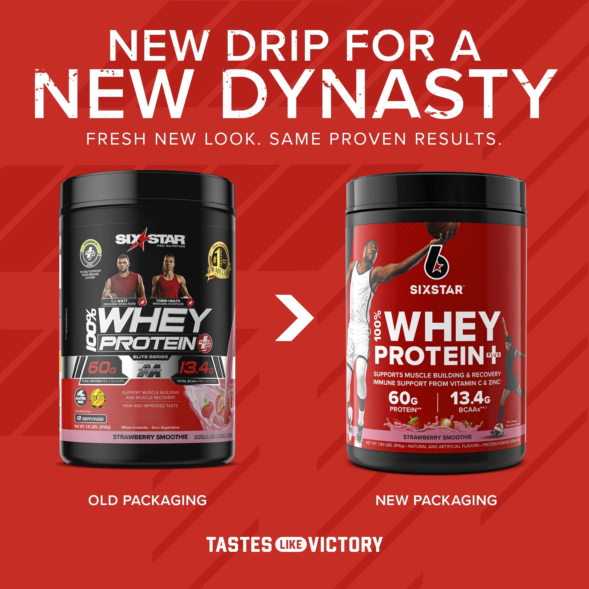 Six Star Pro Nutrition 100% Whey Protein Powder Plus, 30g Protein, Strawberry Smoothie, 1.80 lbs