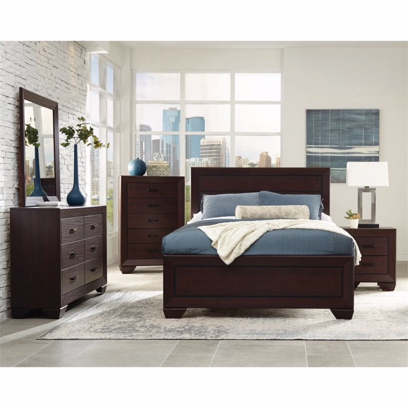 Pemberly Row Modern / Contemporary 4 Piece California King Panel Bedroom Set