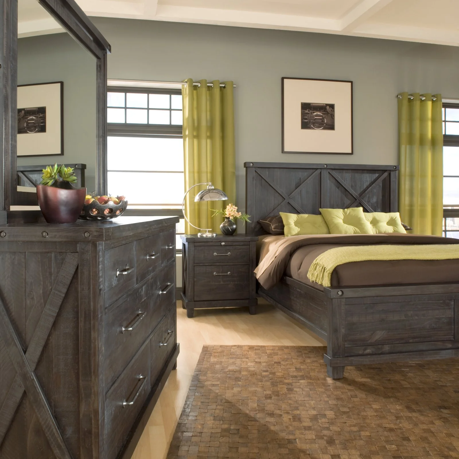 Modus Furniture Yosemite Solid Wood Panel Bed in Cafe