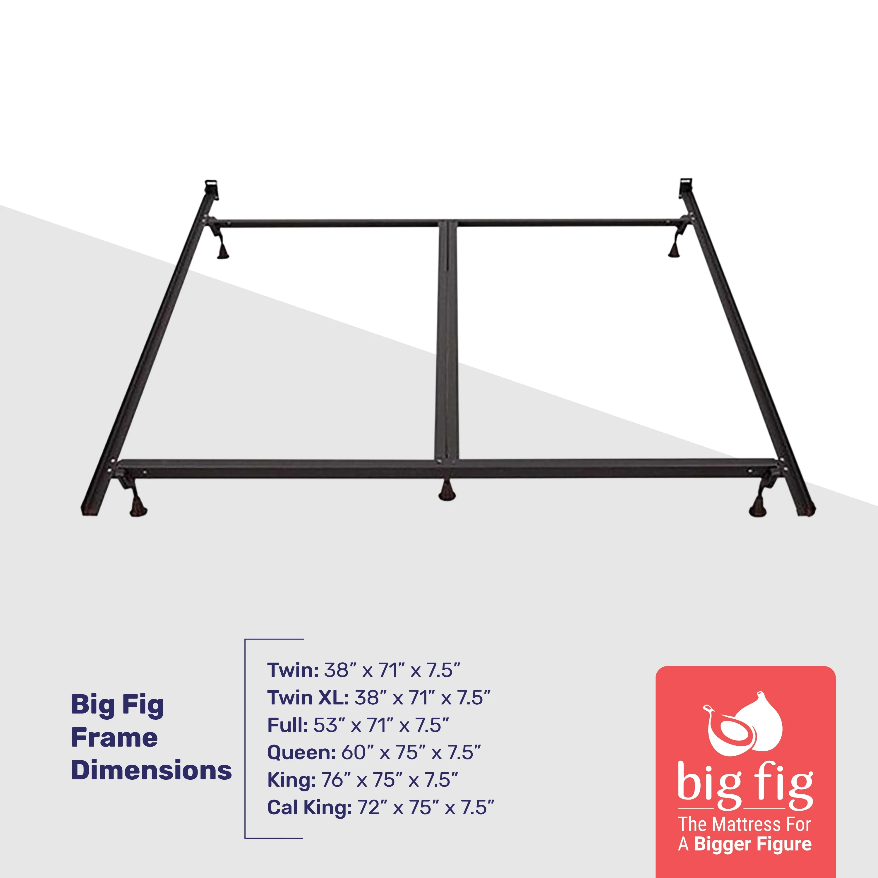 Big Fig Mattress Heavy Duty Steel Bed Frame, Supports up to 2,000 Pounds, Queen Size