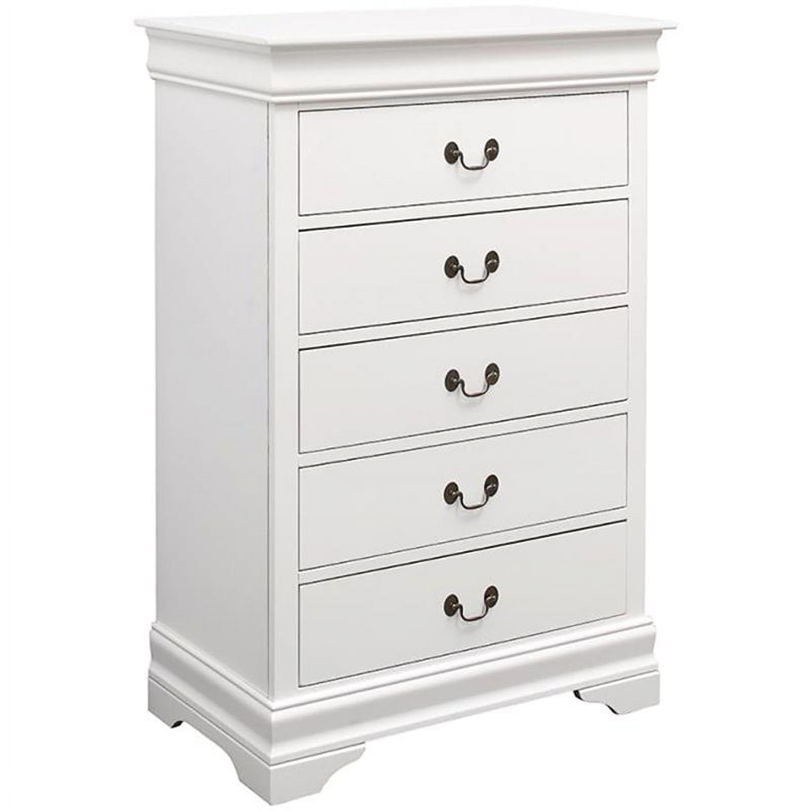 Bowery Hill 5 Drawer Chest in White and Antique Bronze