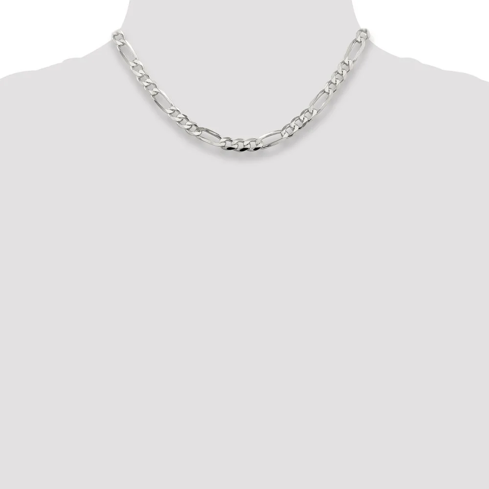 Auriga 925 Sterling Silver 7 mm Pav‚ Flat Figaro Chain Necklace for Women 16