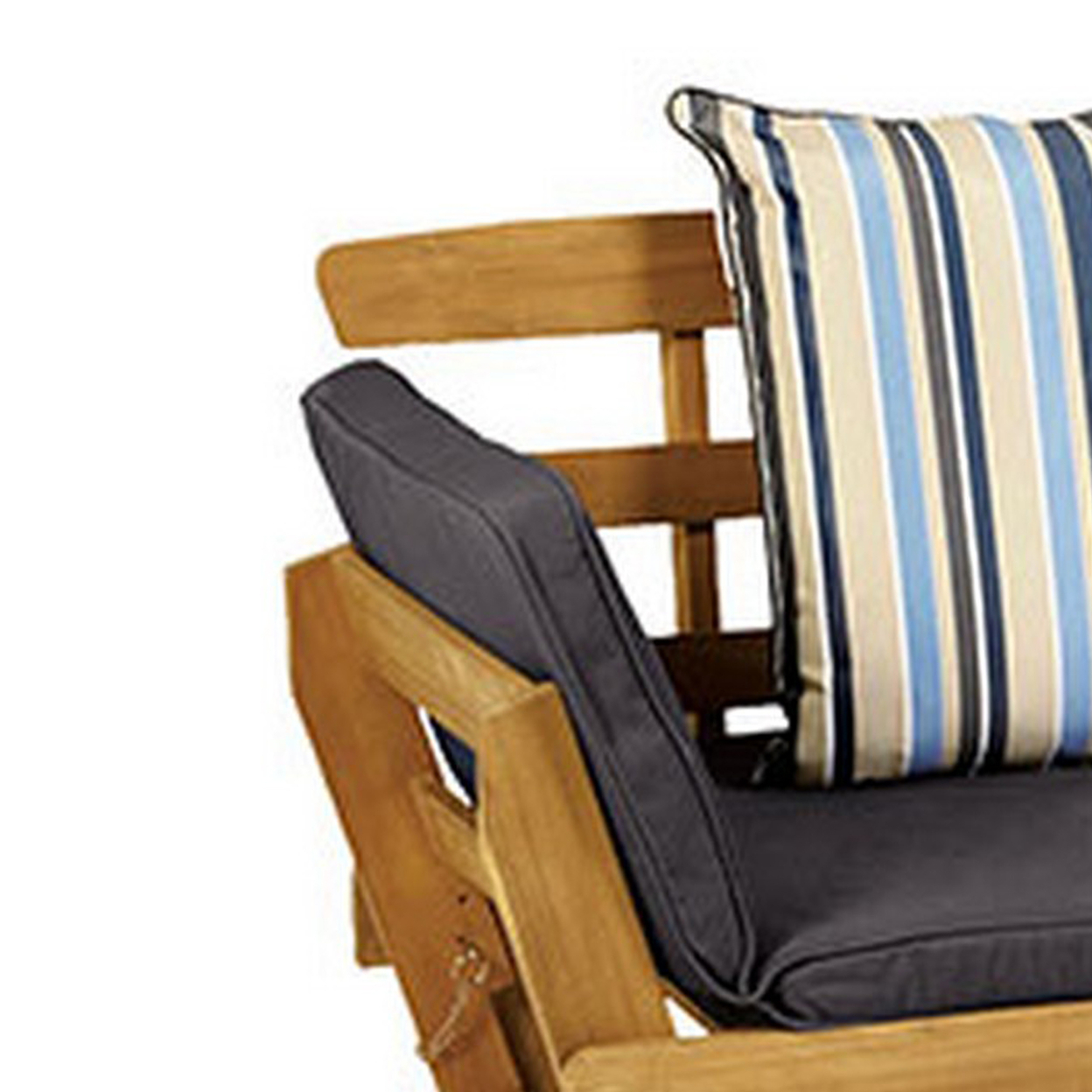 62-78 Inch Outdoor Convertible Sofa Daybed Gray Fabric Wood Frame Brown- Saltoro Sherpi