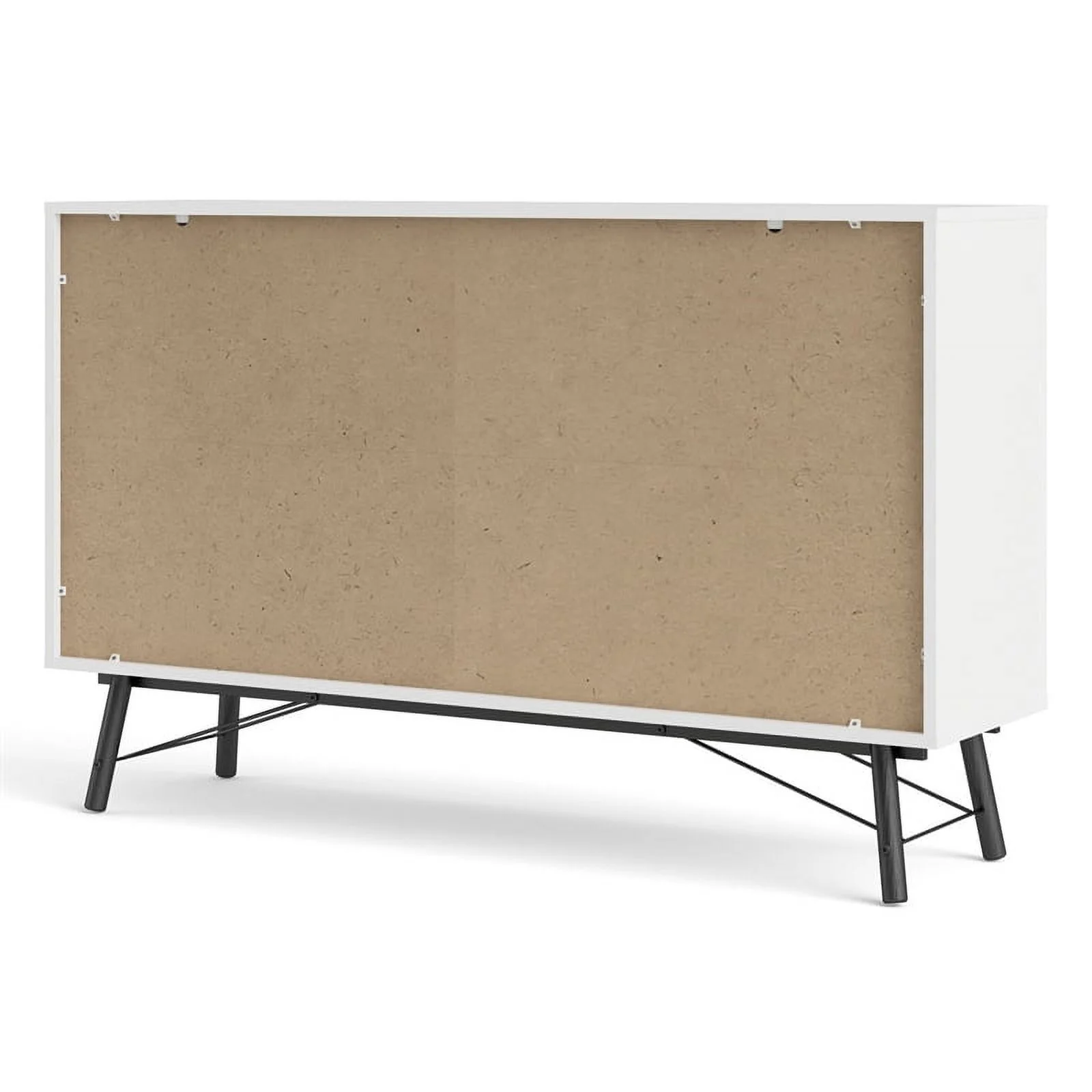 Pemberly Row Engineered Wood 6 Drawer Double Dresser in White Matte and Black