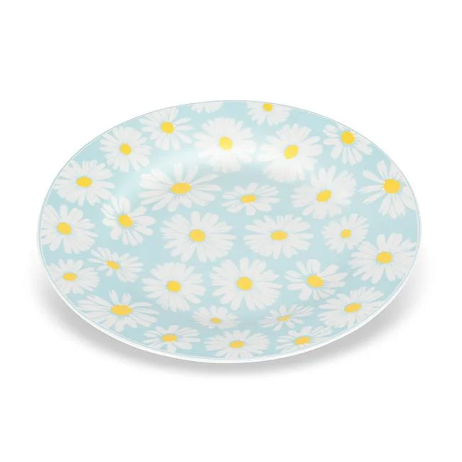 Abbott Collection  7.5 in. Daisy Print Plate, Blue & Yellow - Small