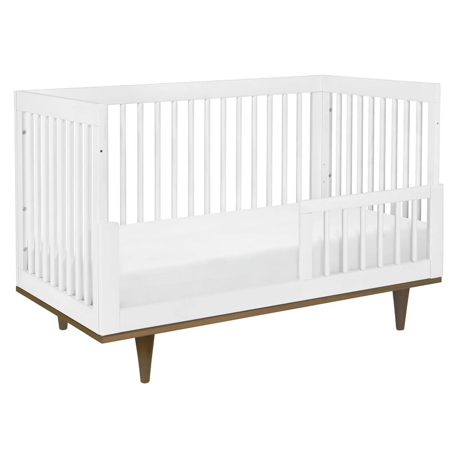 Davinci Marley Modern Pine Wood 3-In-1 Convertible Crib in White/Walnut