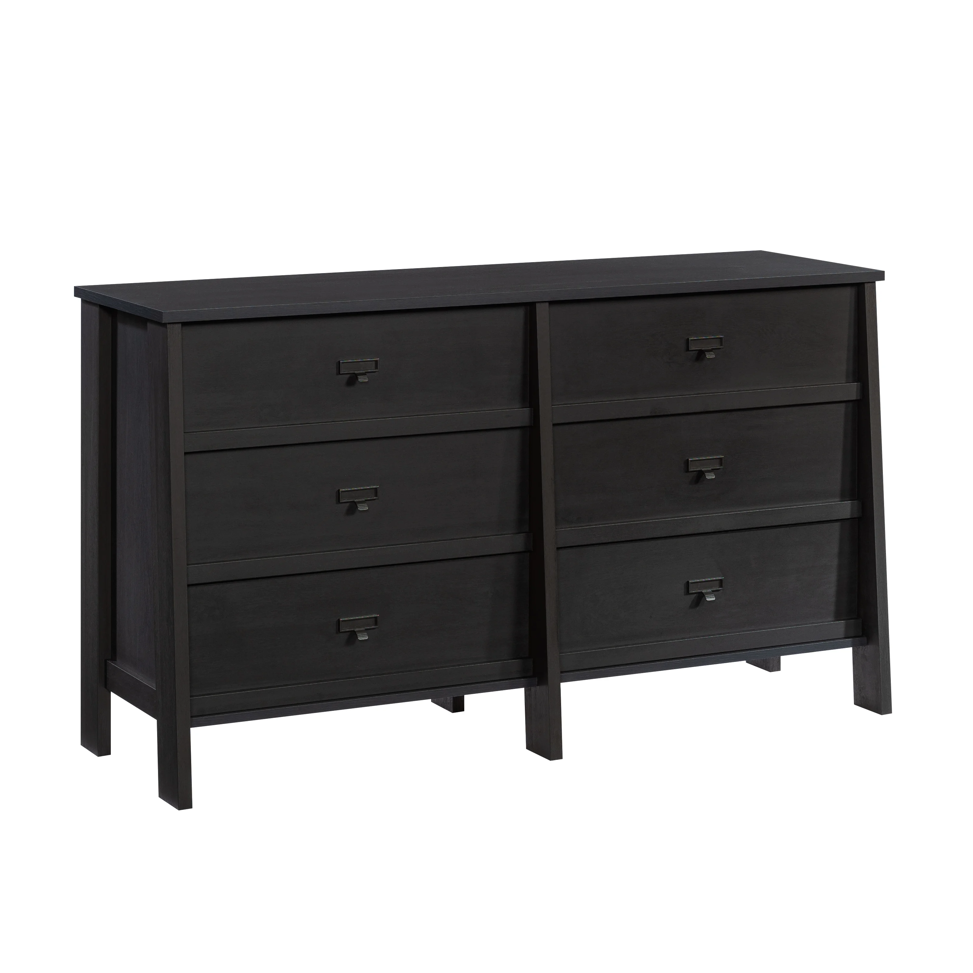 Sauder Trestle 6-Drawer Bedroom Dresser in Raven Oak, Raven Oak Finish