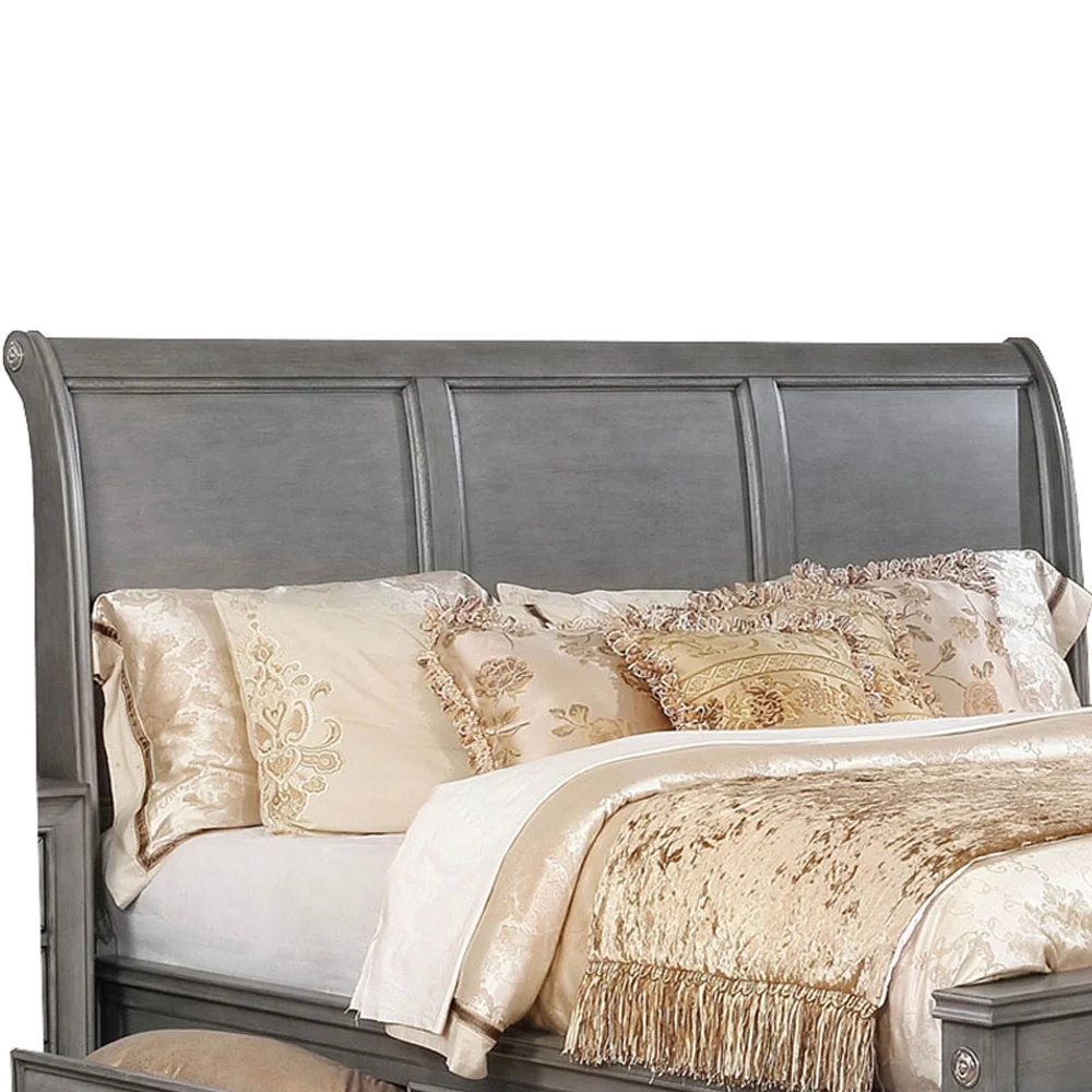 Wooden Queen Size Bed with Spacious Storage Drawers Gray- Saltoro Sherpi