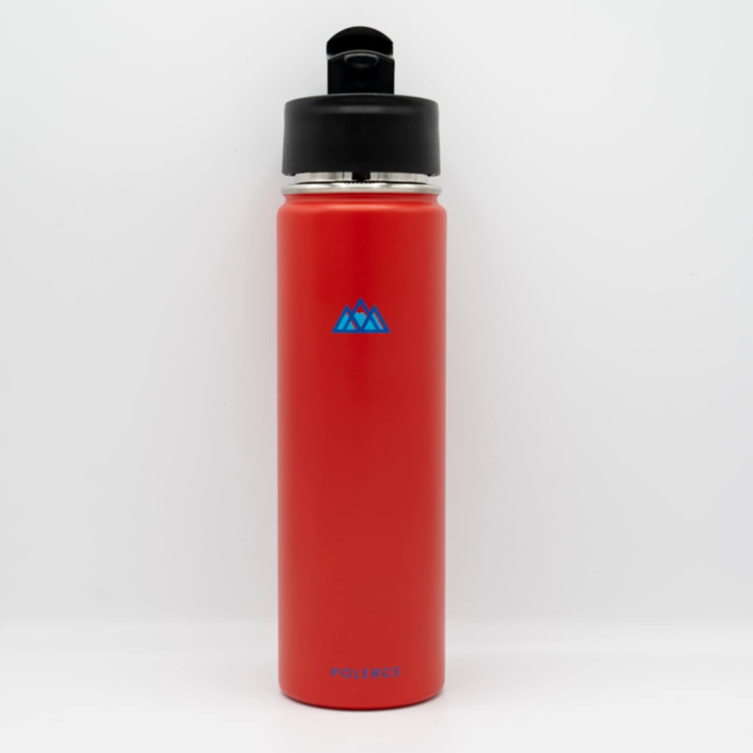 Vacuum Insulated Bottle with 3 Lids - Stainless Steel Thermally Insulated Flask - by Polerce (21 Oz, Red)