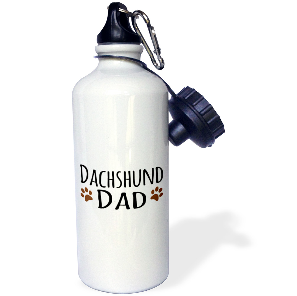 Dachshund Dog Dad - Doggie by breed - brown muddy paw prints - doggy lover proud pet owner love 21 oz Sports Water Bottle wb-153897-1